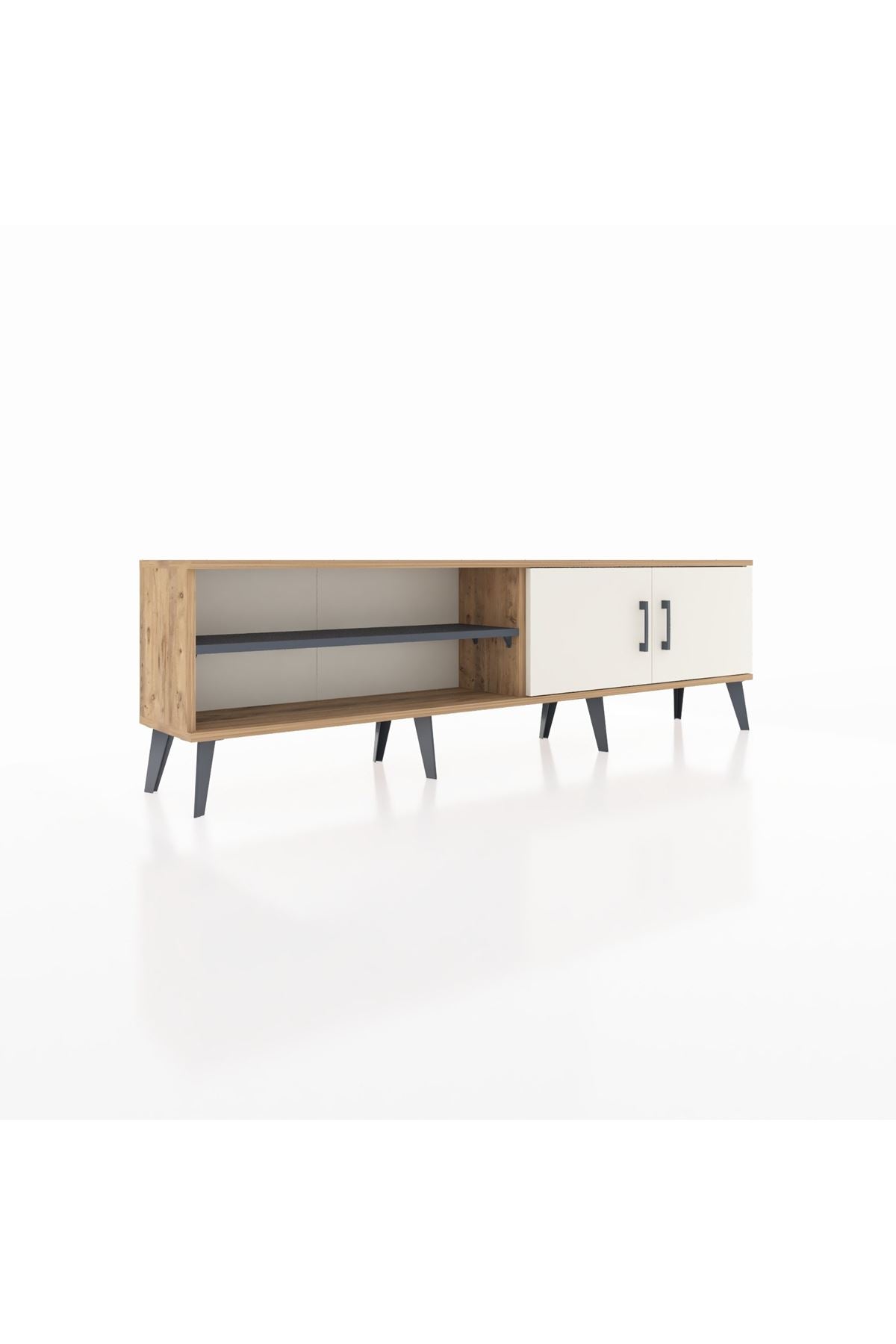 Arges TV Ünitesi 2 Raflı 2 Kapaklı 176x30x51 Çam-Aytaşı/Antrasit