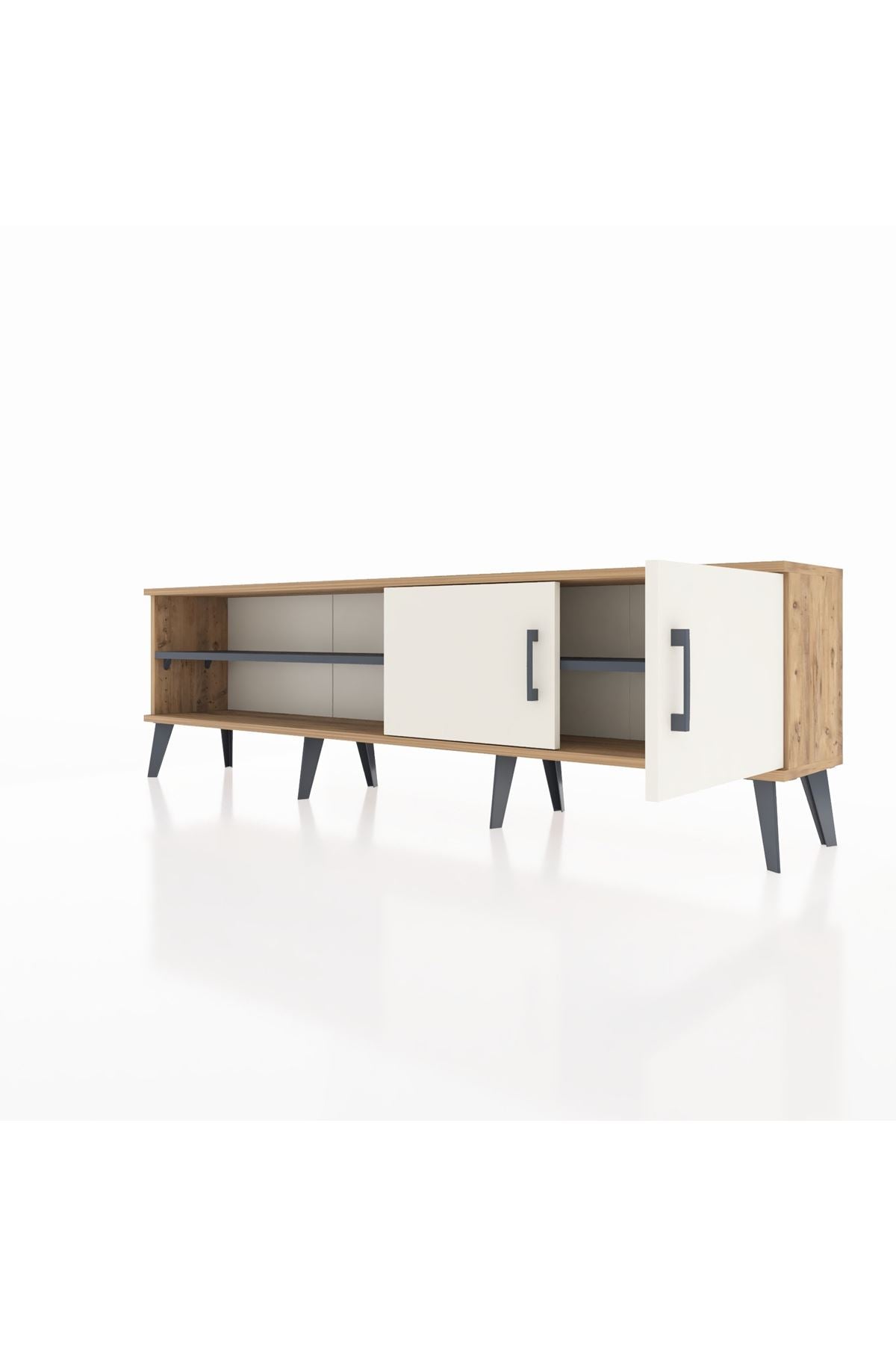 Arges TV Ünitesi 2 Raflı 2 Kapaklı 176x30x51 Çam-Aytaşı/Antrasit