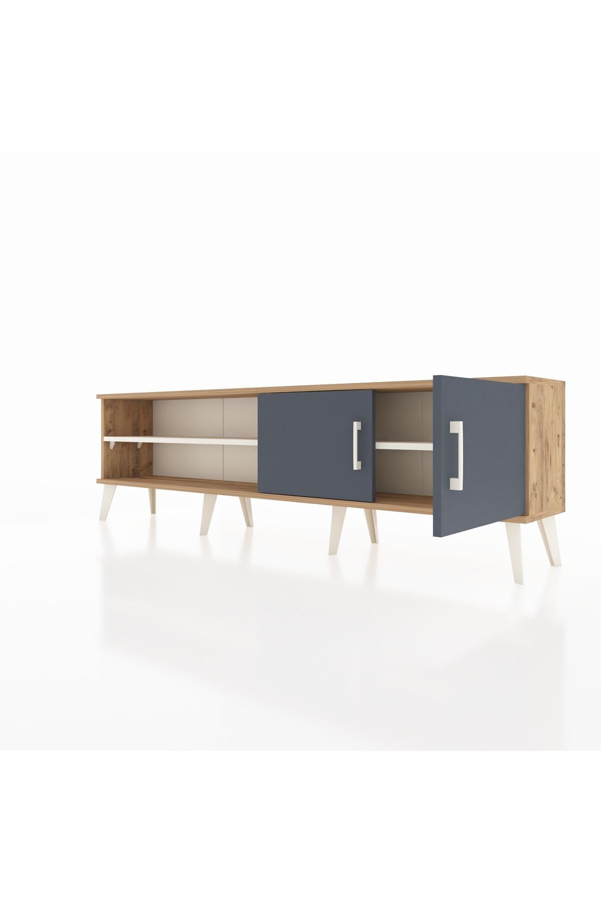 Arges TV Ünitesi 2 Raflı 2 Kapaklı 176x30x51 Çam-Antrasit/Aytaşı