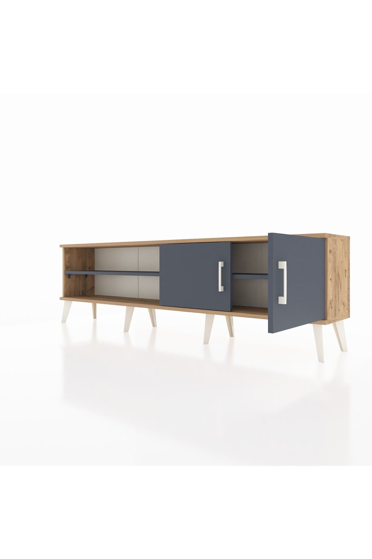 Arges TV Ünitesi 2 Raflı 2 Kapaklı 176x30x51 Çam-Antrasit/Antrasit