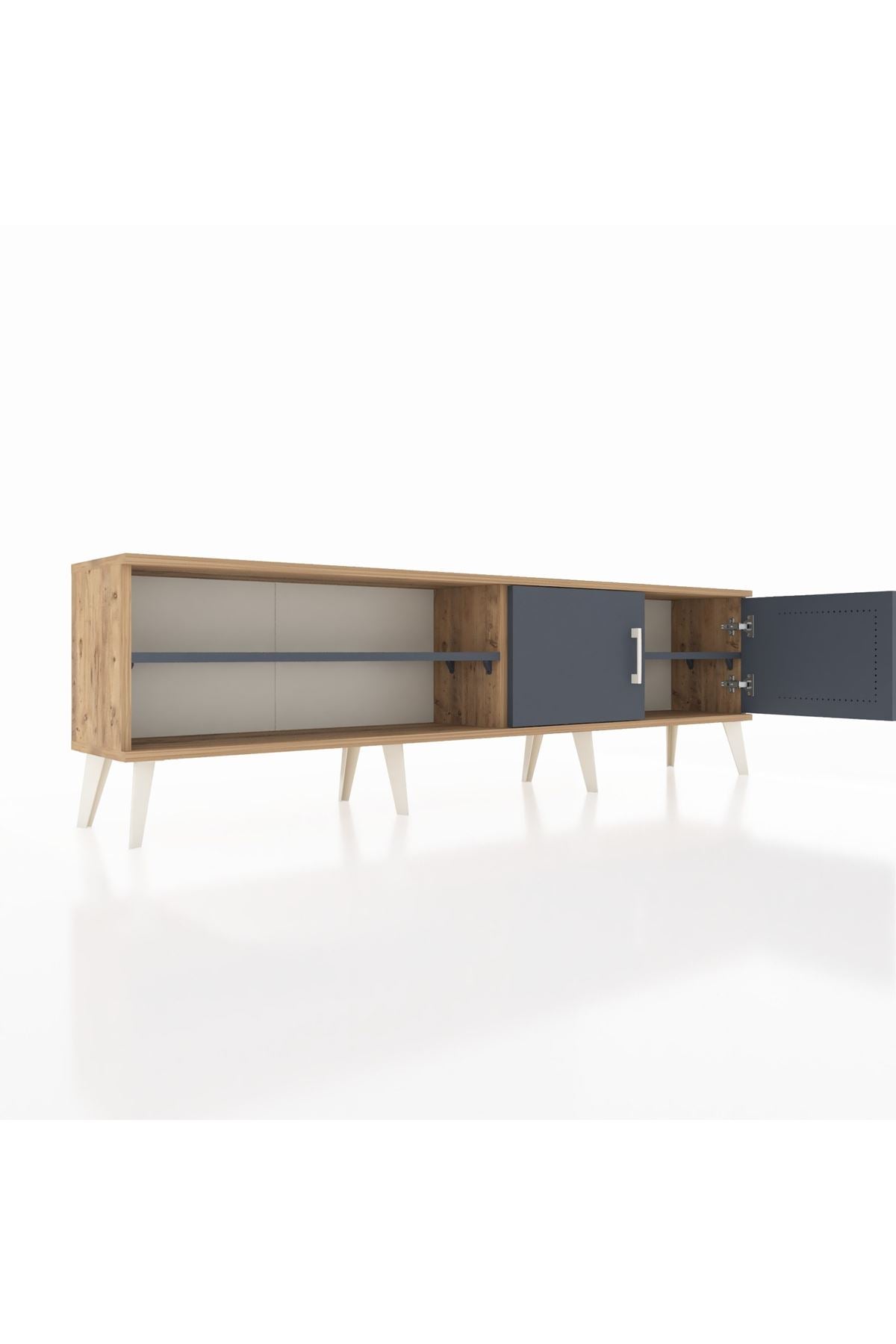 Arges TV Ünitesi 2 Raflı 2 Kapaklı 176x30x51 Çam-Antrasit/Antrasit