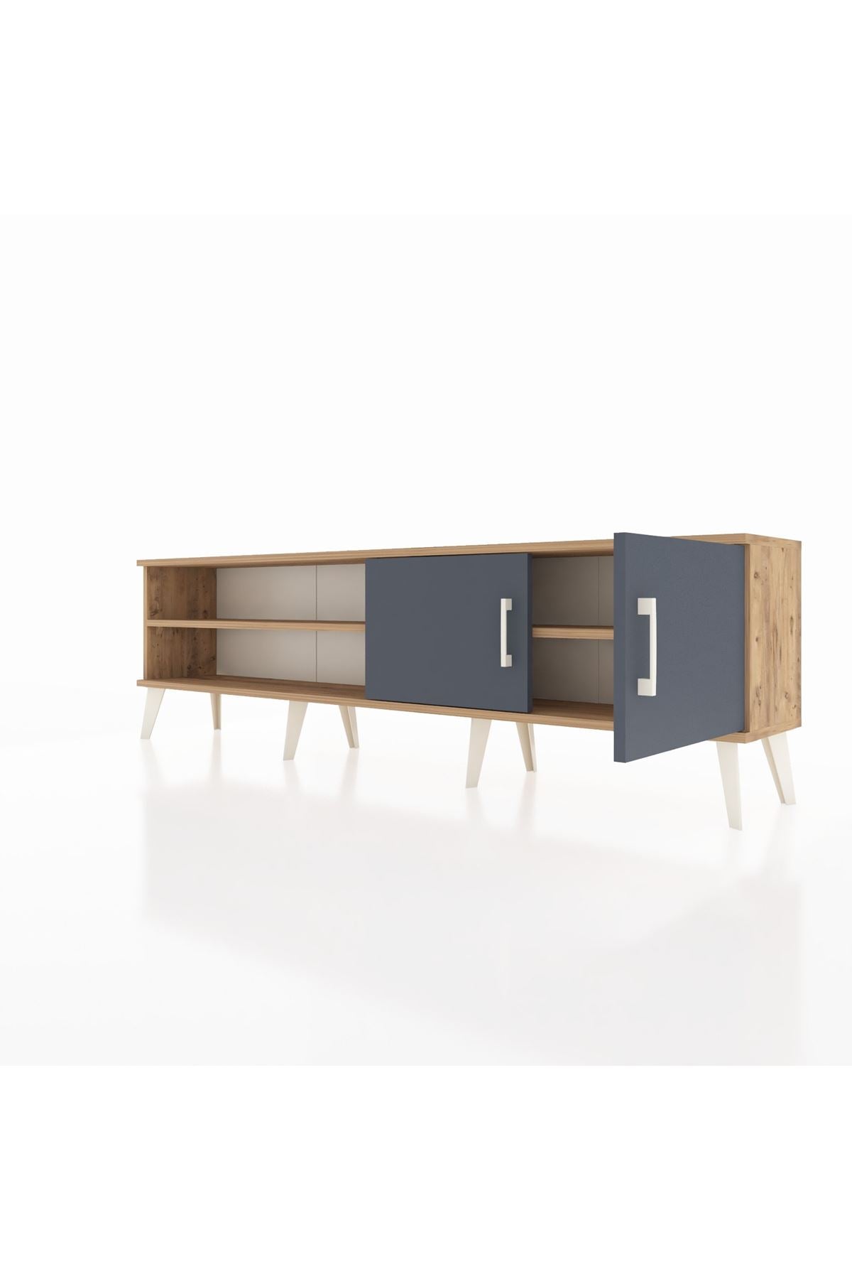 Arges TV Ünitesi 2 Raflı 2 Kapaklı 176x30x51 Çam-Antrasit/Çam