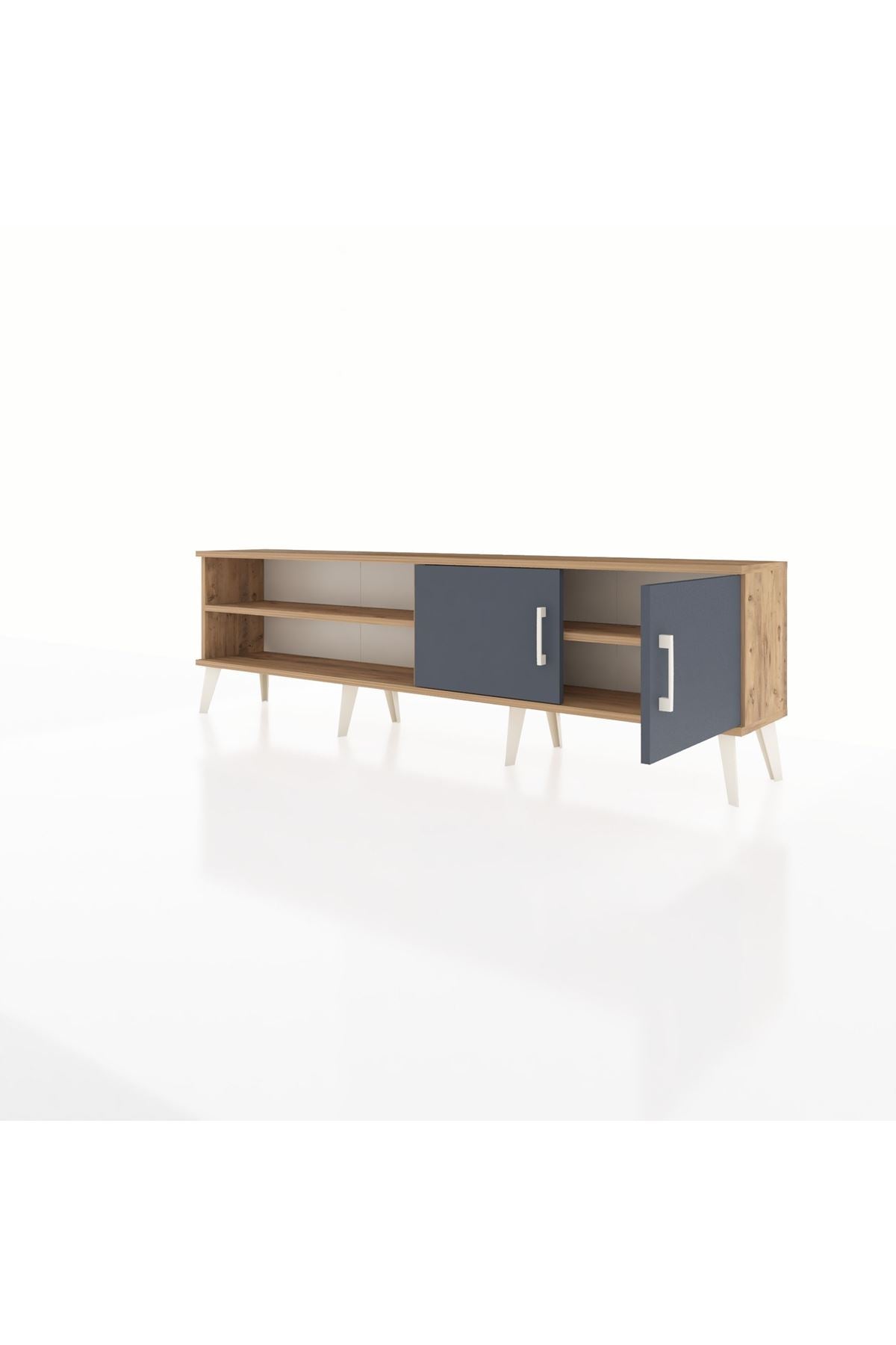 Arges TV Ünitesi 2 Raflı 2 Kapaklı 176x30x51 Çam-Antrasit/Çam