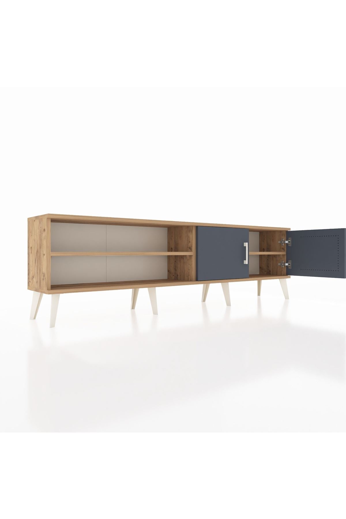 Arges TV Ünitesi 2 Raflı 2 Kapaklı 176x30x51 Çam-Antrasit/Çam