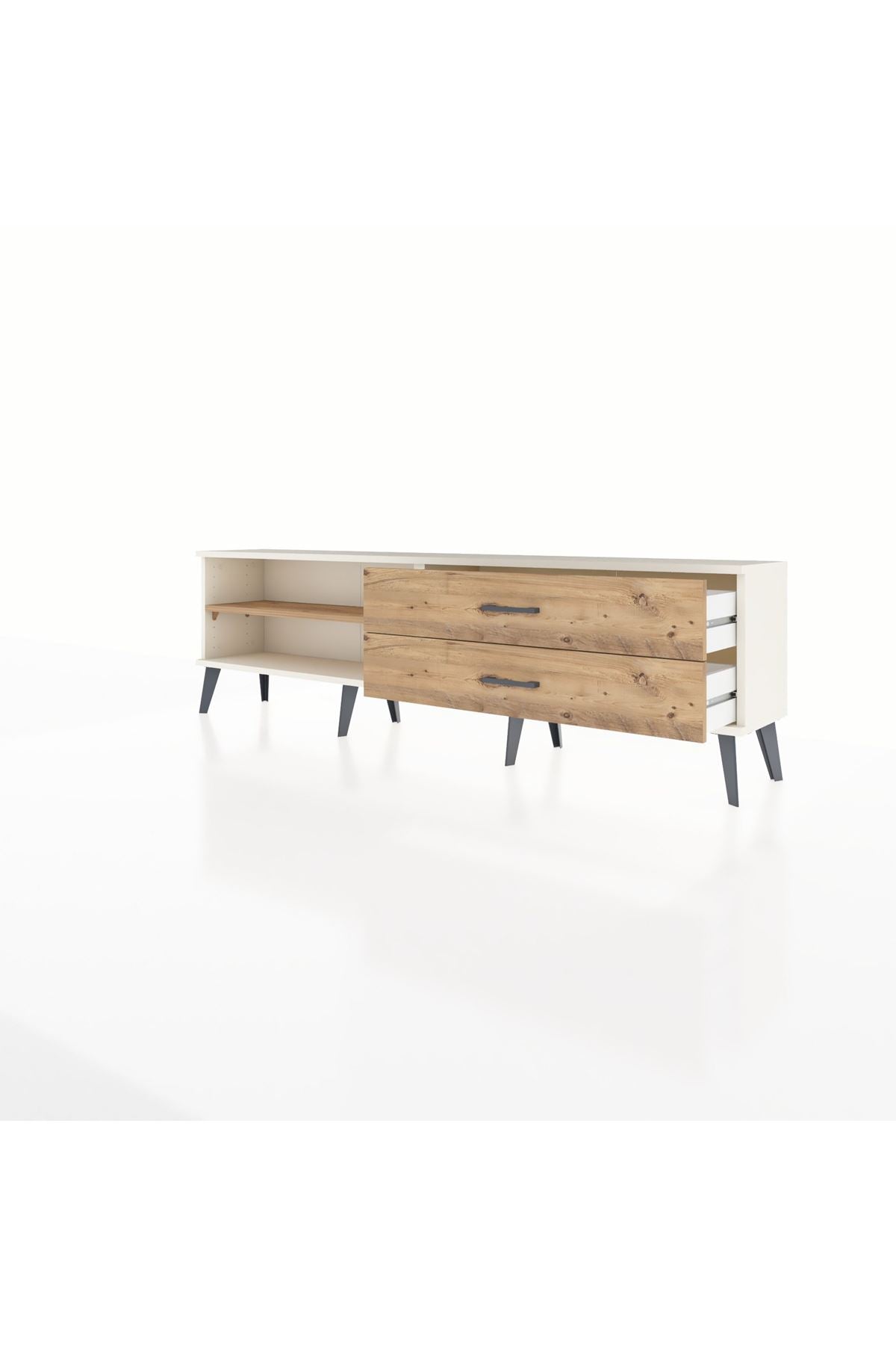 Arges TV Ünitesi Tek Raflı 2 Çekmeceli  176x30x51 Aytaşı-Çam/Çam