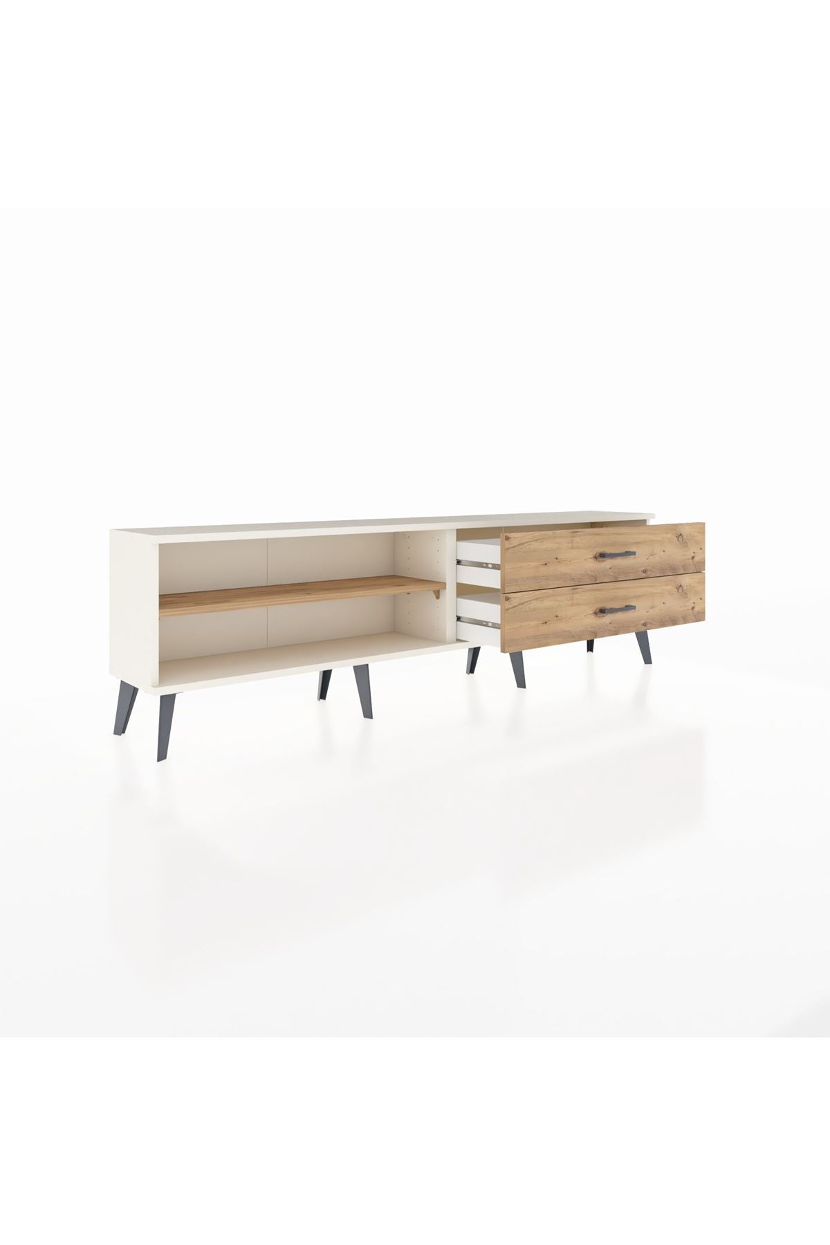 Arges TV Ünitesi Tek Raflı 2 Çekmeceli  176x30x51 Aytaşı-Çam/Çam