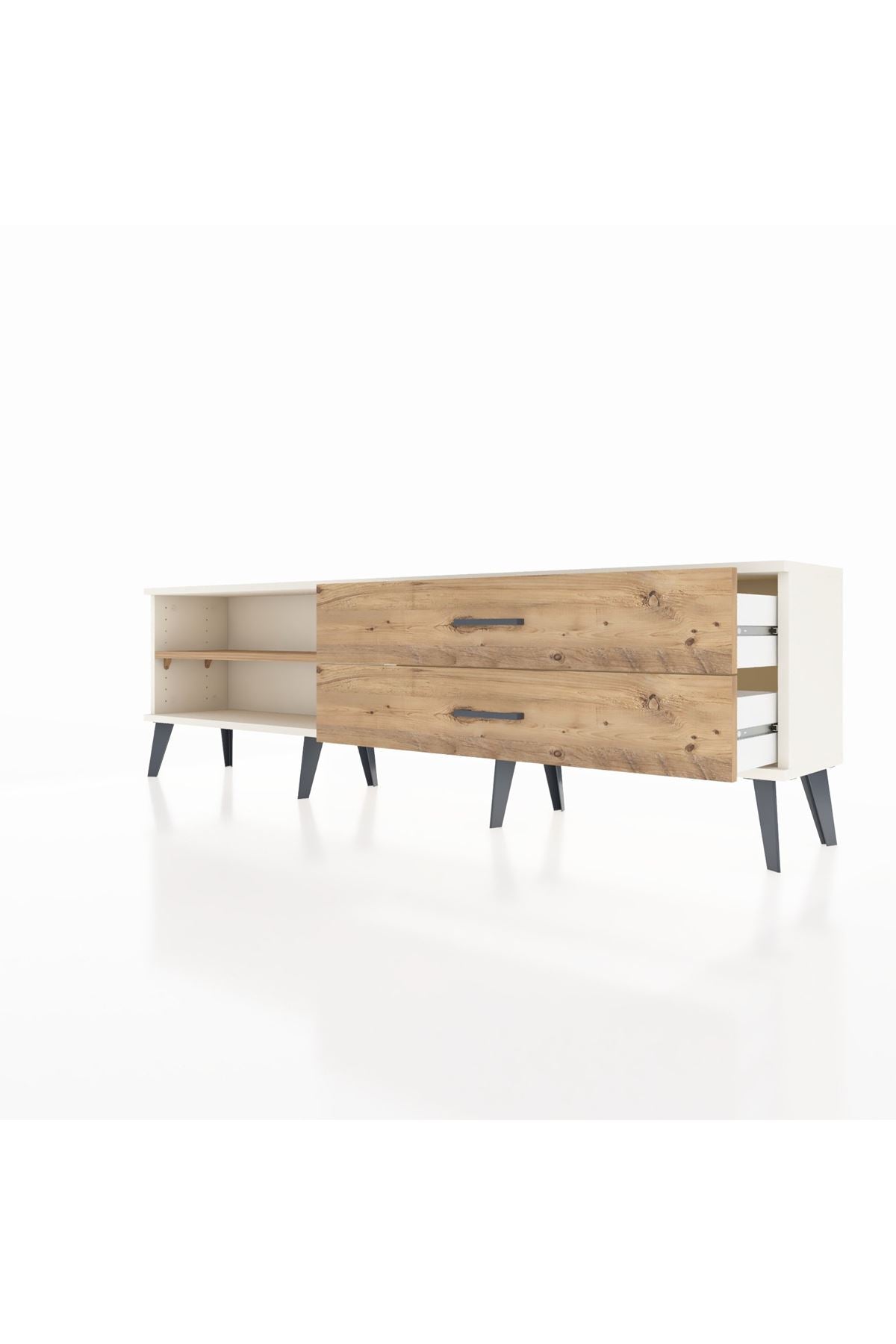 Arges TV Ünitesi Tek Raflı 2 Çekmeceli  176x30x51 Aytaşı-Çam/Çam