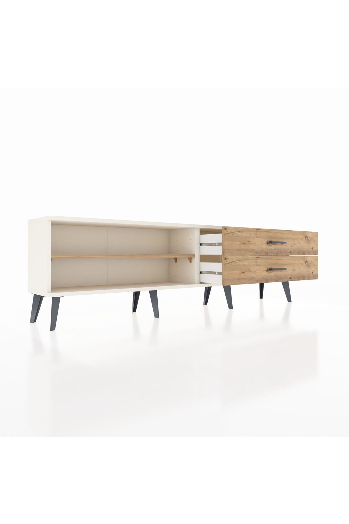 Arges TV Ünitesi Tek Raflı 2 Çekmeceli  176x30x51 Aytaşı-Çam/Çam