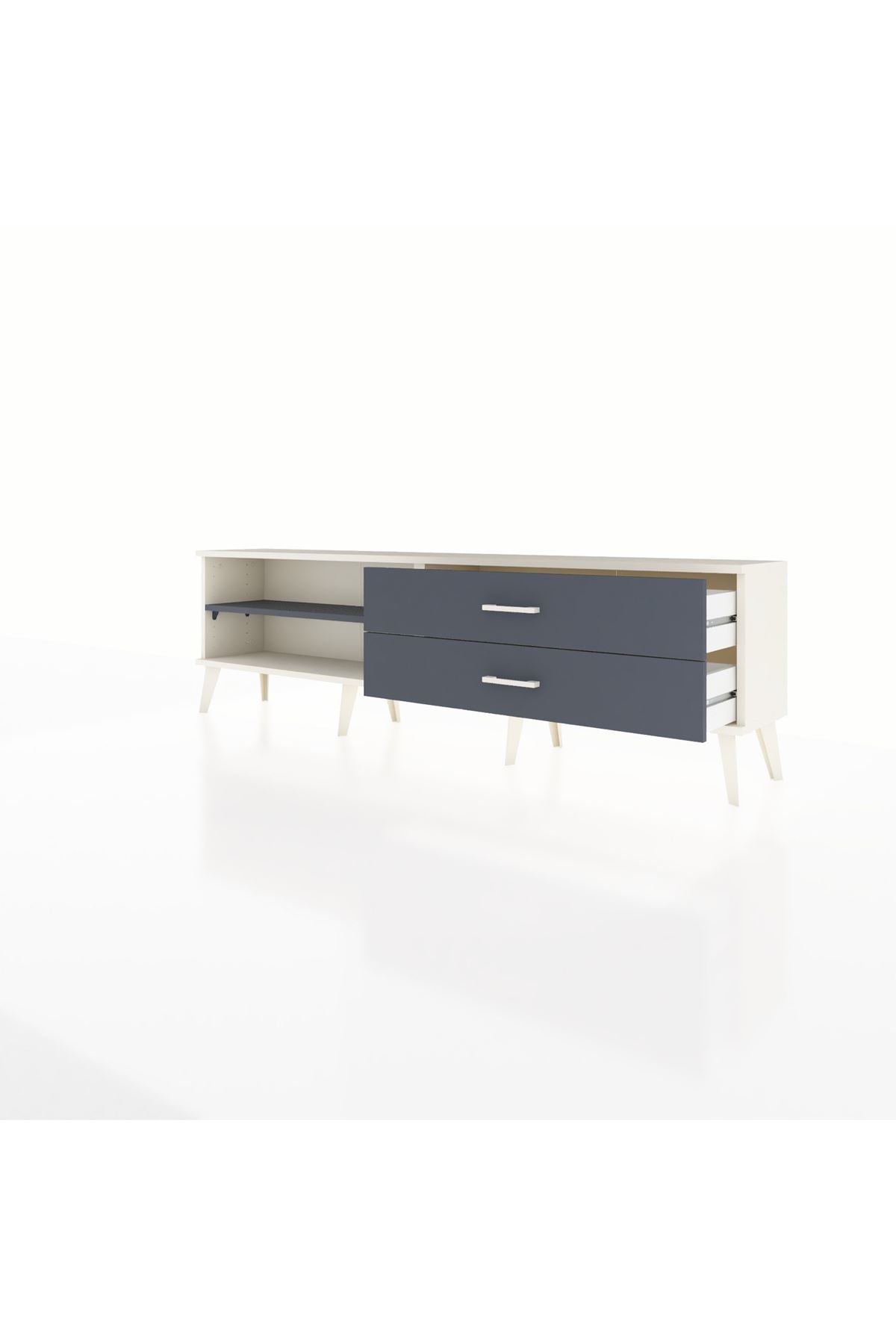 Arges TV Ünitesi Tek Raflı 2 Çekmeceli  176x30x51 Aytaşı-Antrasit/Antrasit