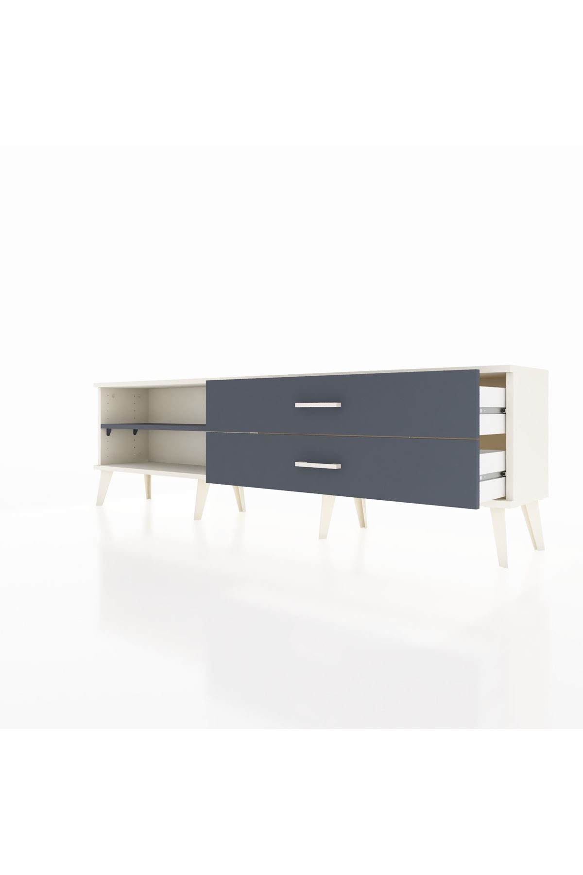 Arges TV Ünitesi Tek Raflı 2 Çekmeceli  176x30x51 Aytaşı-Antrasit/Antrasit