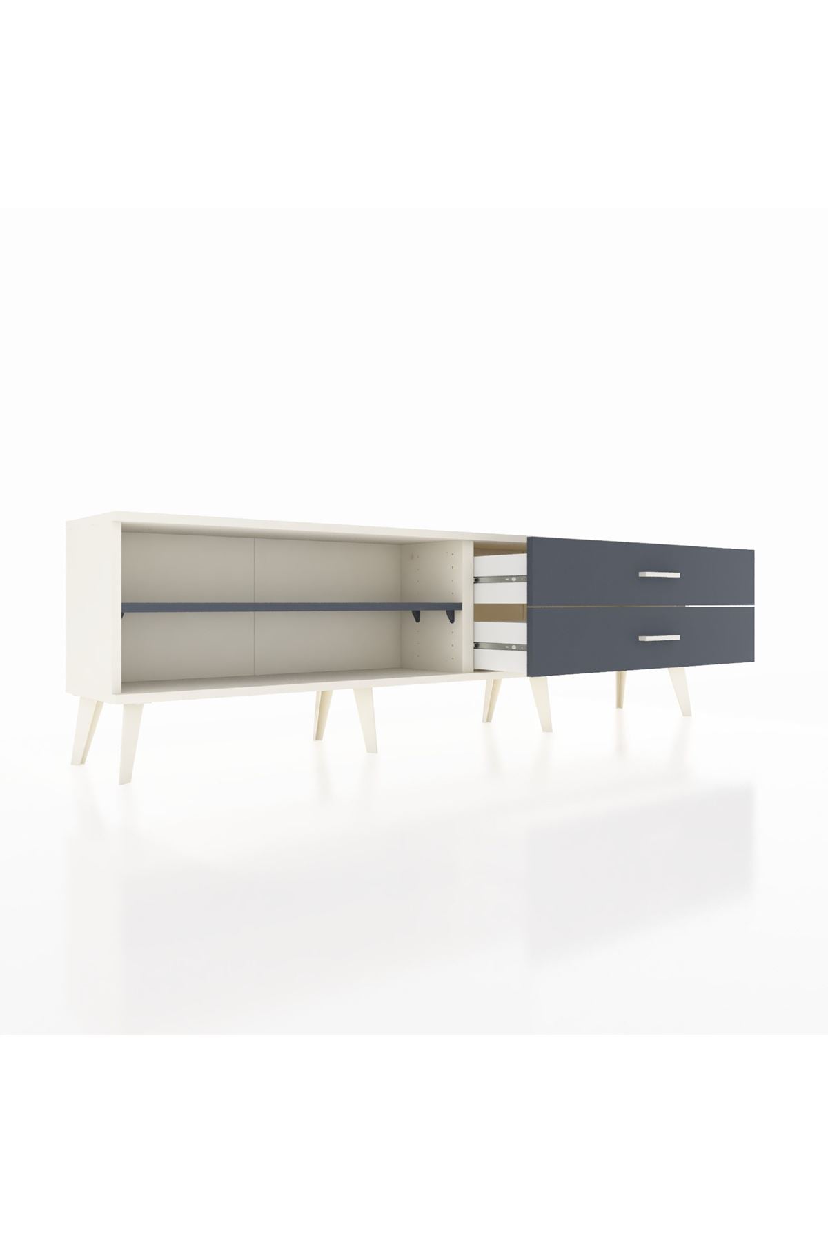 Arges TV Ünitesi Tek Raflı 2 Çekmeceli  176x30x51 Aytaşı-Antrasit/Antrasit