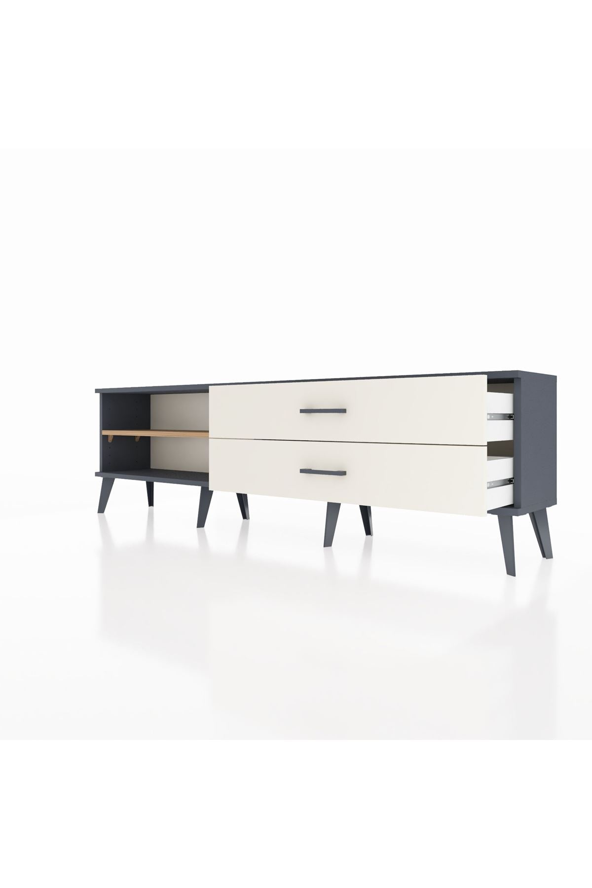 Arges TV Ünitesi Tek Raflı 2 Çekmeceli  176x30x51 Antrasit-Çam/Aytaşı