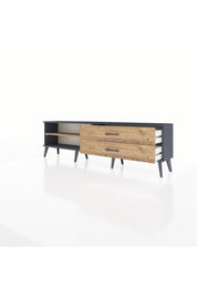 Arges TV Ünitesi Tek Raflı 2 Çekmeceli  176x30x51 Antrasit-Çam/Çam