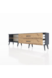 Arges TV Ünitesi Tek Raflı 2 Çekmeceli  176x30x51 Antrasit-Çam/Çam