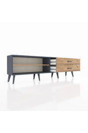 Arges TV Ünitesi Tek Raflı 2 Çekmeceli  176x30x51 Antrasit-Çam/Çam