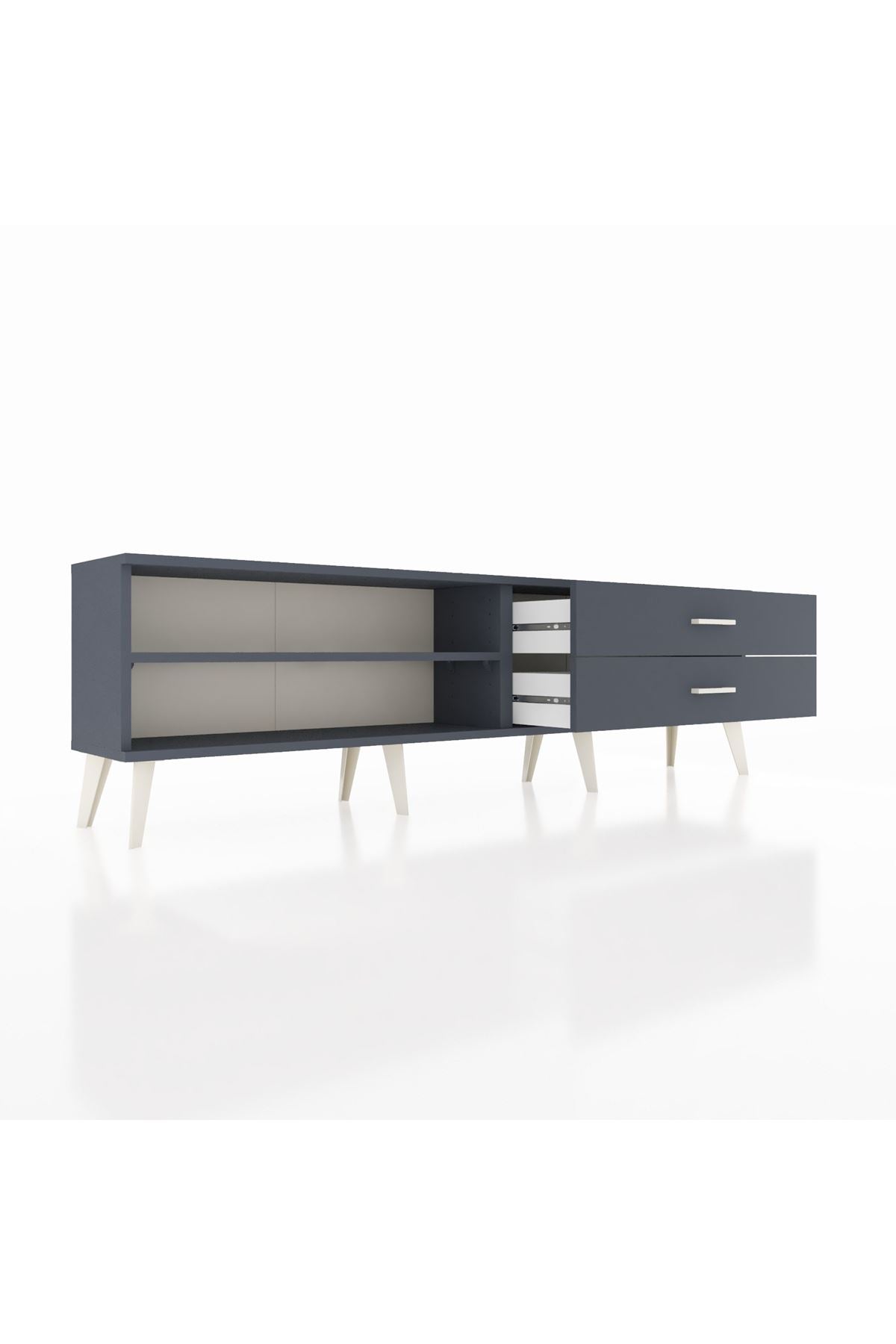 Arges TV Ünitesi Tek Raflı 2 Çekmeceli  176x30x51 Antrasit-Antrasit/Antrasit