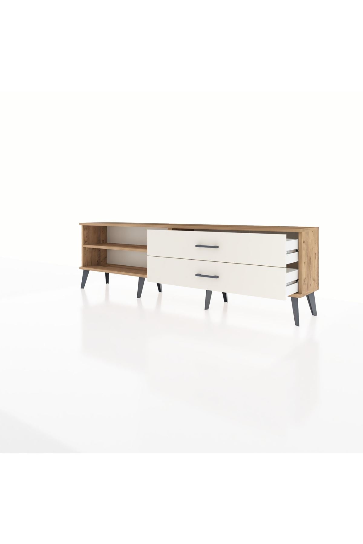 Arges TV Ünitesi Tek Raflı 2 Çekmeceli  176x30x51 Çam-Çam/Aytaşı