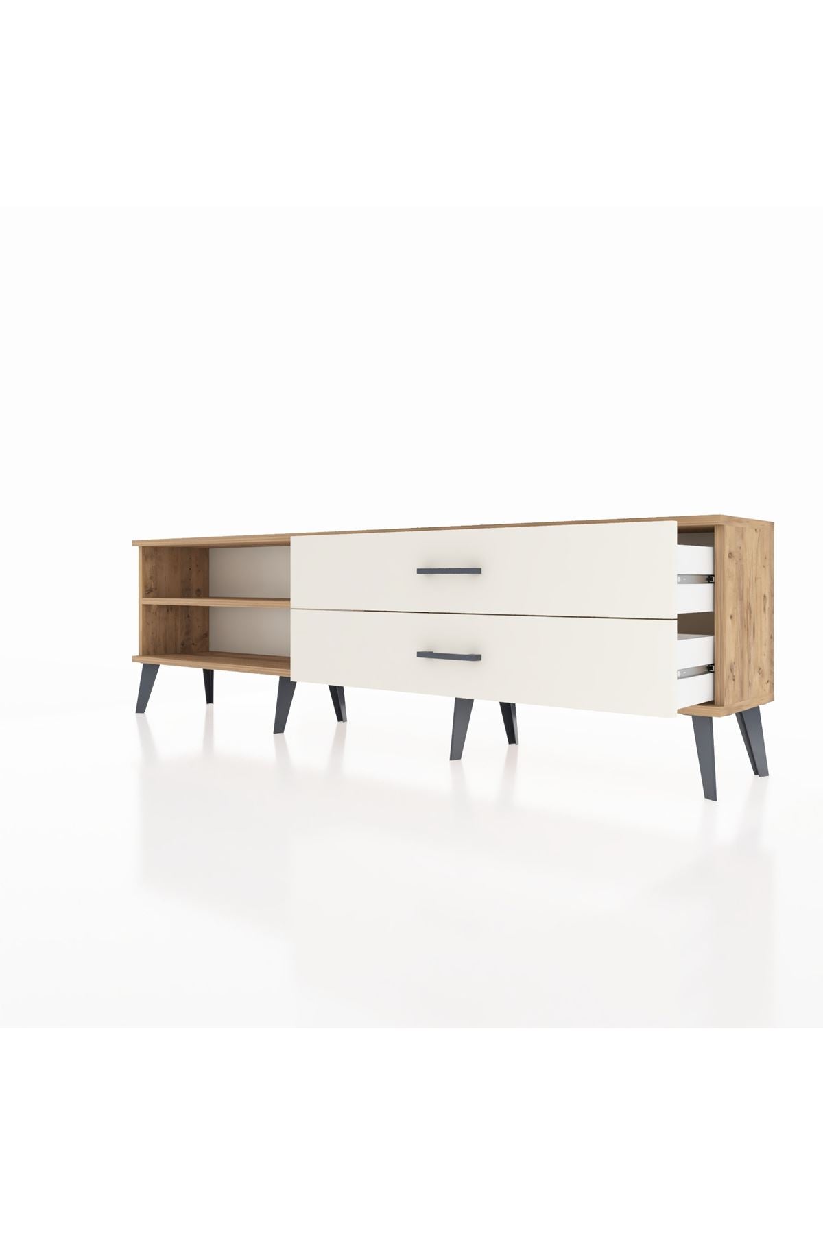 Arges TV Ünitesi Tek Raflı 2 Çekmeceli  176x30x51 Çam-Çam/Aytaşı