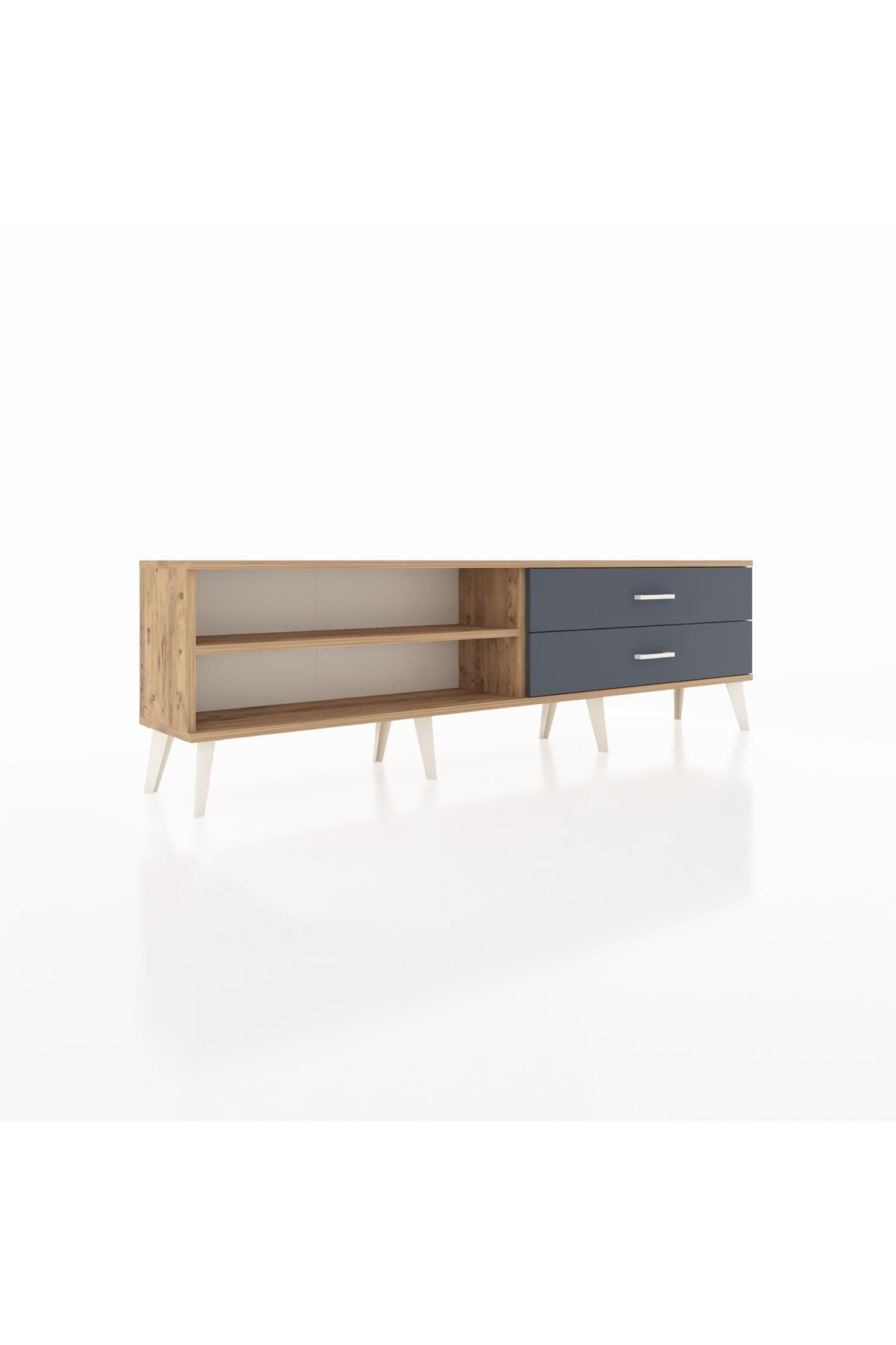 Arges TV Ünitesi Tek Raflı 2 Çekmeceli  176x30x51 Çam-Çam/Antrasit