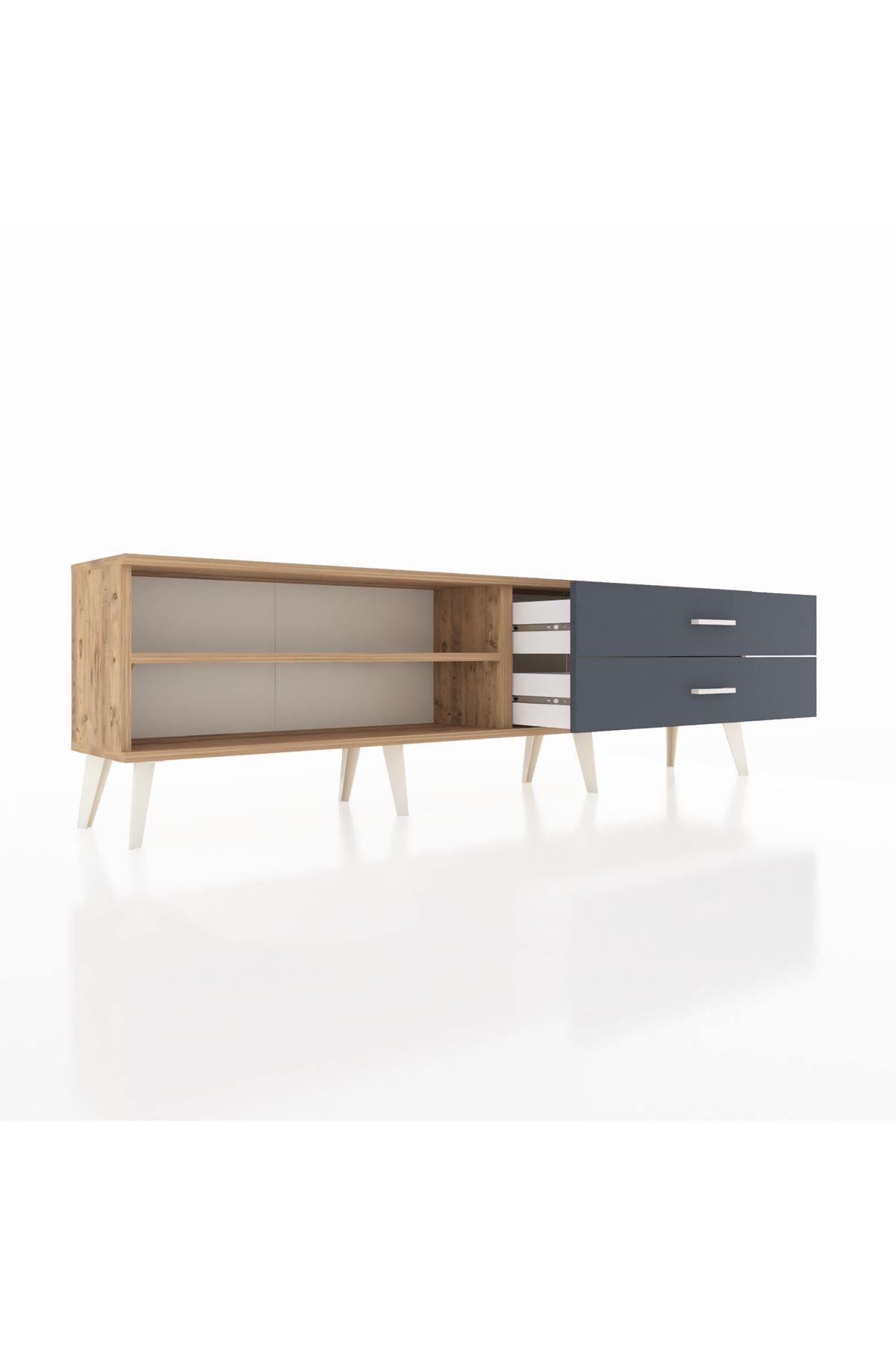 Arges TV Ünitesi Tek Raflı 2 Çekmeceli  176x30x51 Çam-Çam/Antrasit