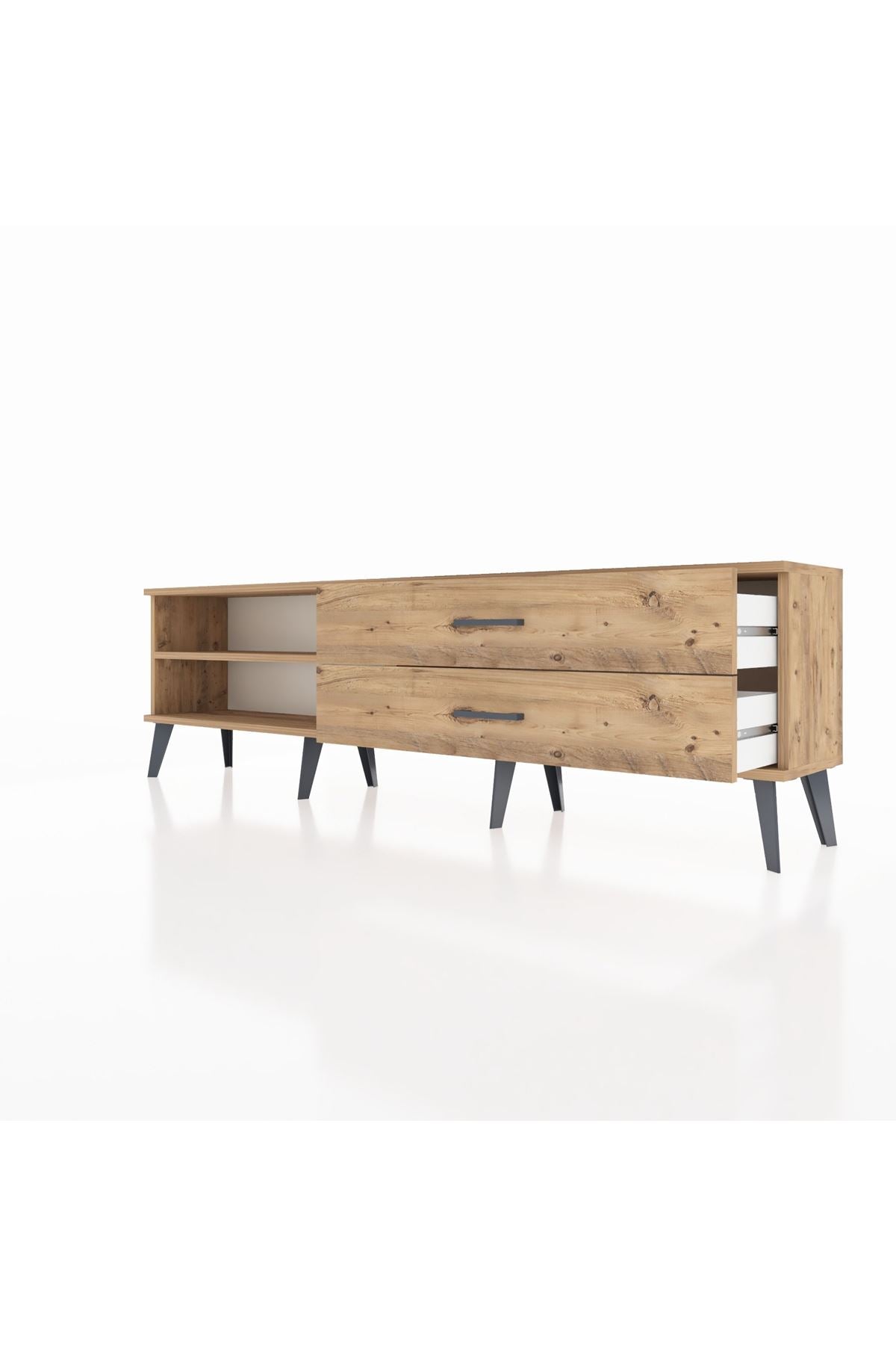 Arges TV Ünitesi Tek Raflı 2 Çekmeceli  176x30x51 Çam-Çam/Çam