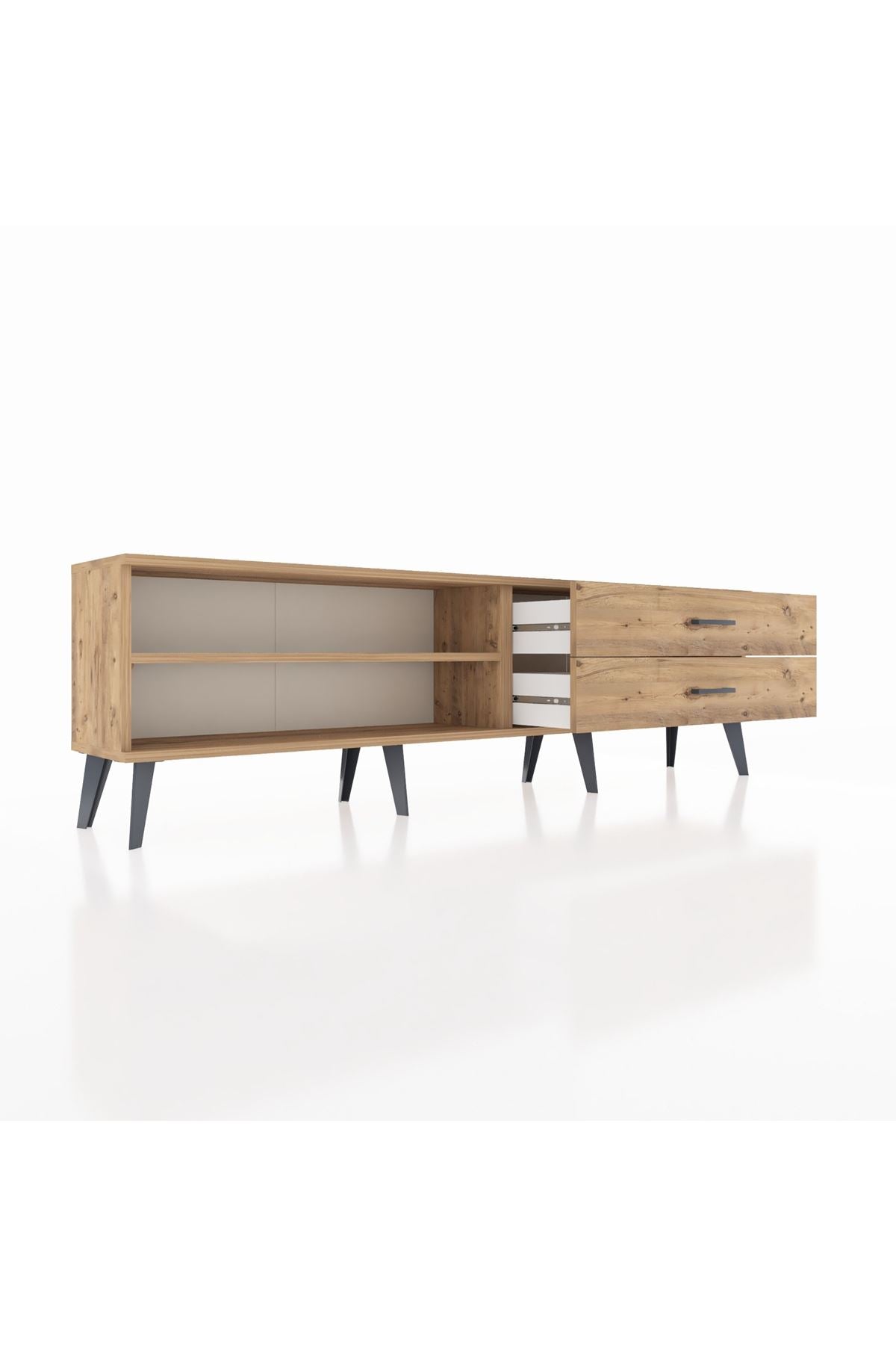 Arges TV Ünitesi Tek Raflı 2 Çekmeceli  176x30x51 Çam-Çam/Çam