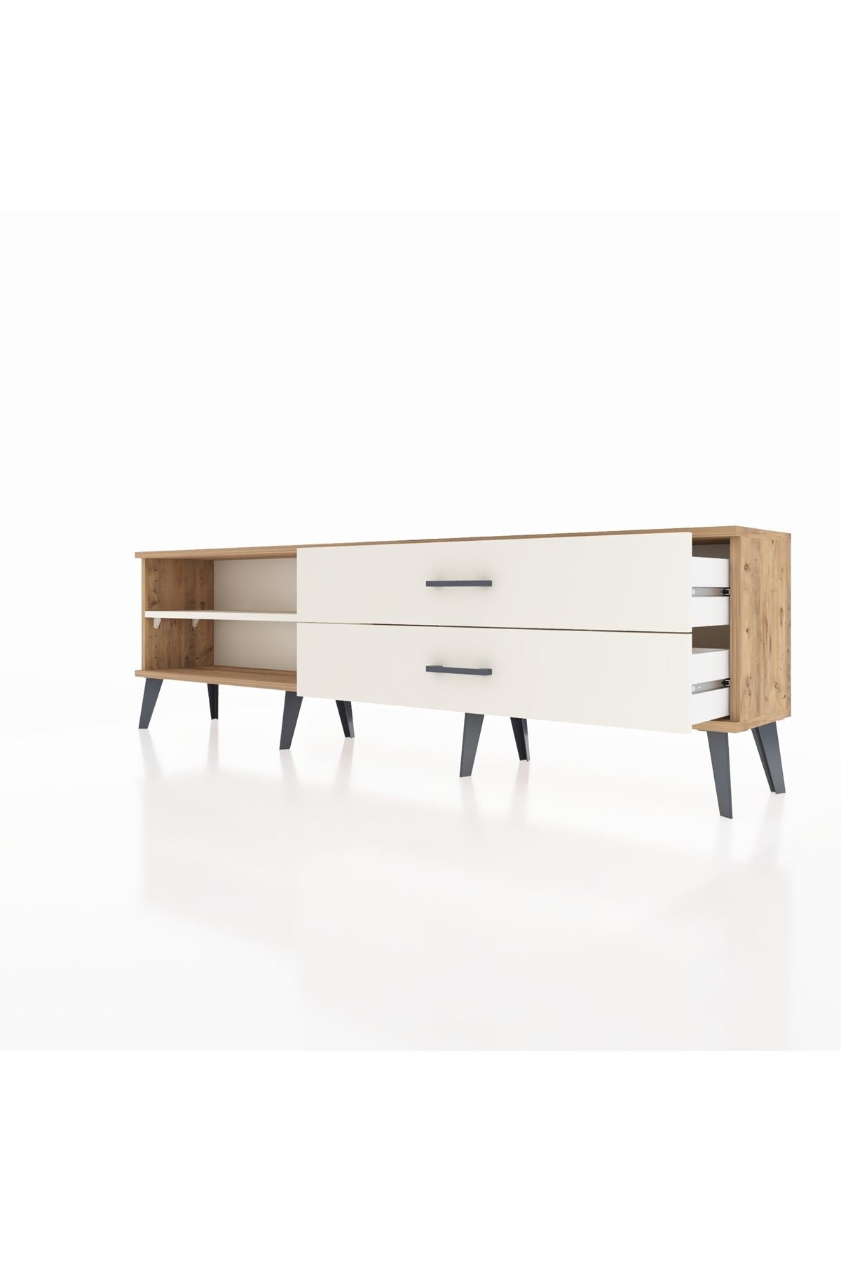 Arges TV Ünitesi Tek Raflı 2 Çekmeceli  176x30x51 Çam-Aytaşı/Aytaşı