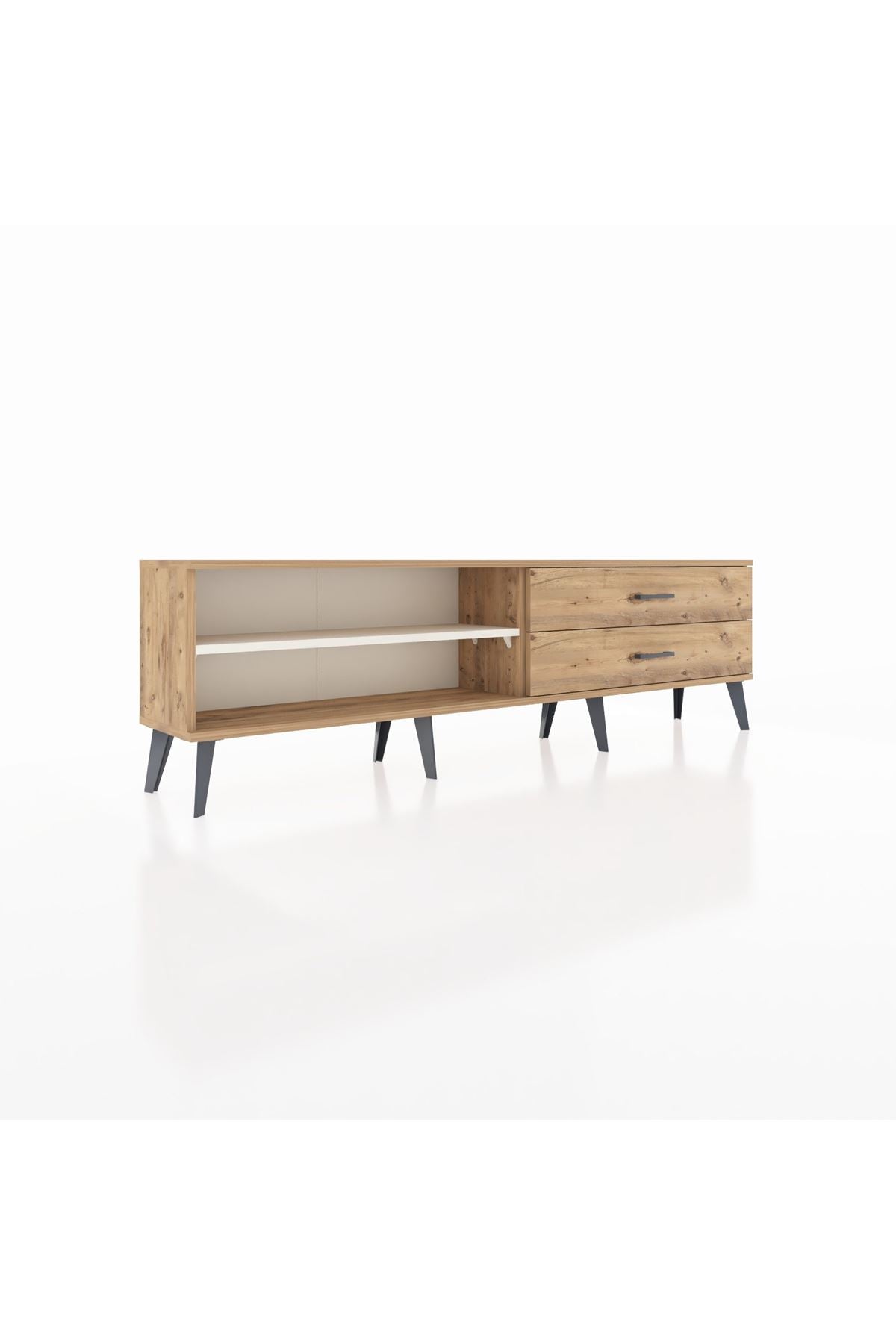 Arges TV Ünitesi Tek Raflı 2 Çekmeceli  176x30x51 Çam-Aytaşı/Çam