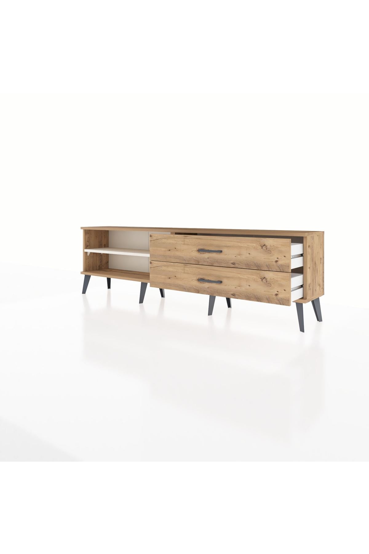 Arges TV Ünitesi Tek Raflı 2 Çekmeceli  176x30x51 Çam-Aytaşı/Çam