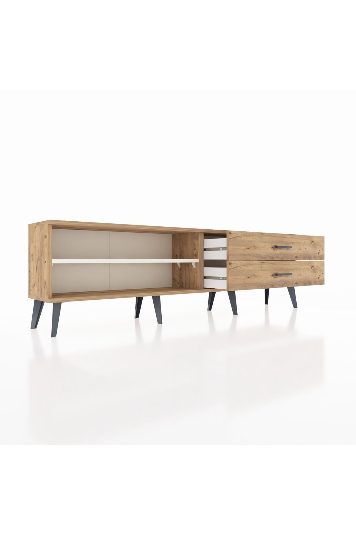 Arges TV Ünitesi Tek Raflı 2 Çekmeceli  176x30x51 Çam-Aytaşı/Çam