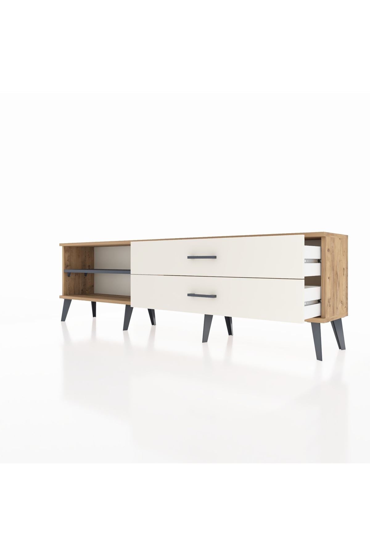 Arges TV Ünitesi Tek Raflı 2 Çekmeceli  176x30x51 Çam-Antrasit/Aytaşı