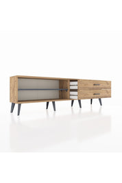 Arges TV Ünitesi Tek Raflı 2 Çekmeceli  176x30x51 Çam-Antrasit/Çam