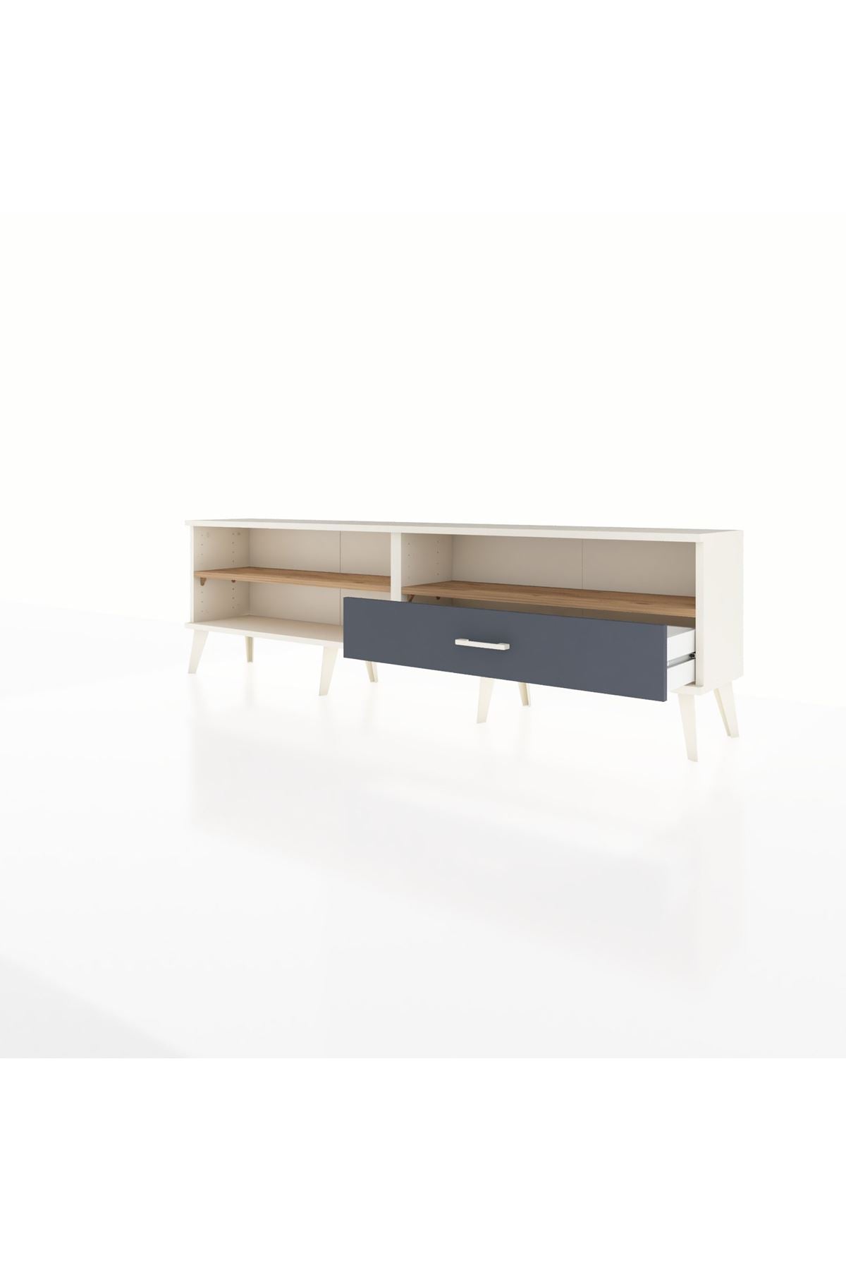 Arges TV Ünitesi 2 Raflı Tek Çekmeceli  176x30x51 Aytaşı-Çam/Antrasit