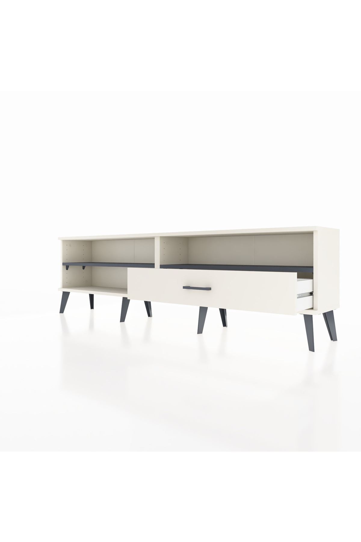 Arges TV Ünitesi 2 Raflı Tek Çekmeceli  176x30x51 Aytaşı-Antrasit/Aytaşı