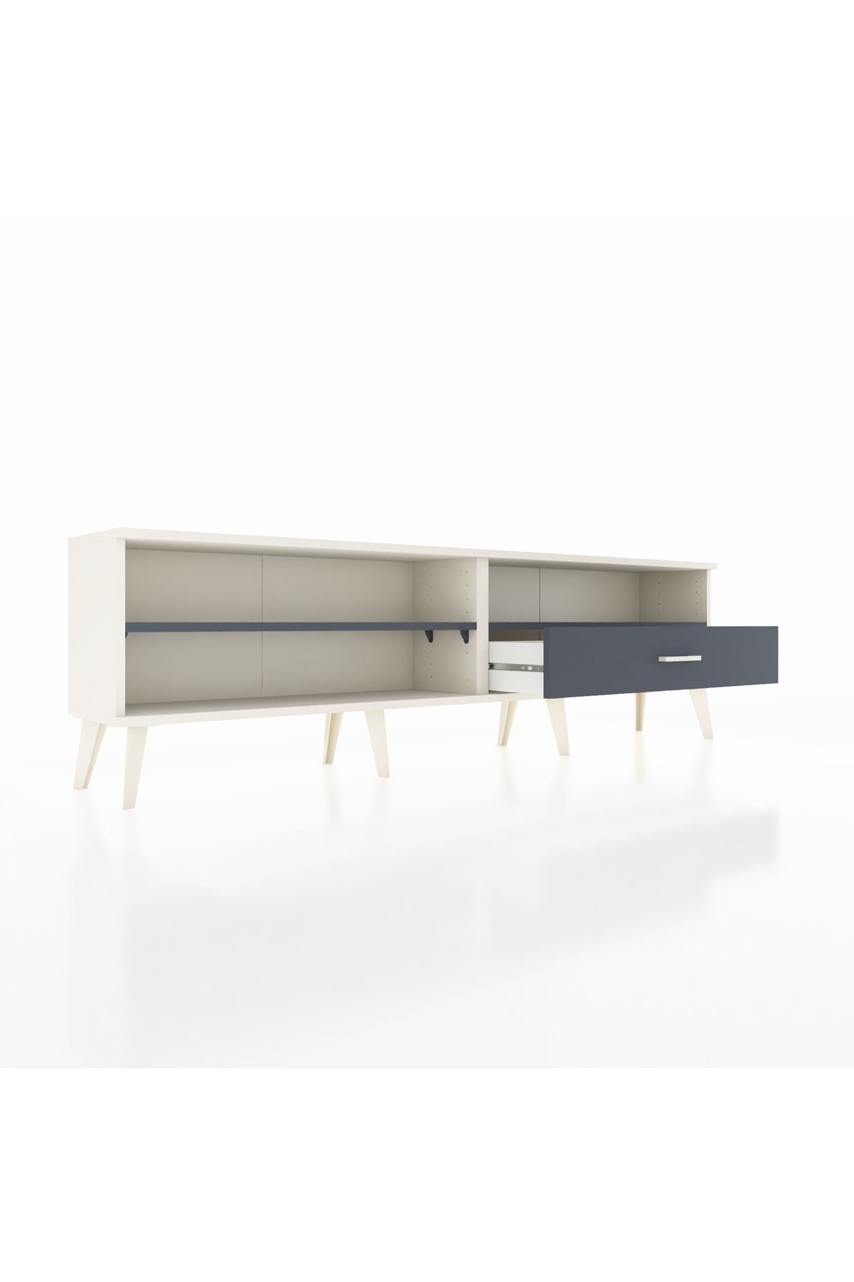 Arges TV Ünitesi 2 Raflı Tek Çekmeceli  176x30x51 Aytaşı-Antrasit/Antrasit