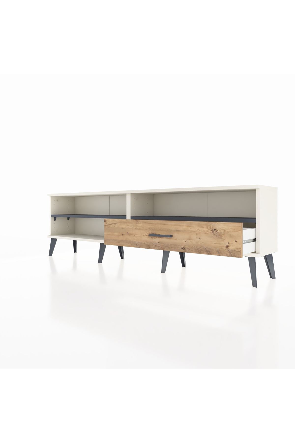 Arges TV Ünitesi 2 Raflı Tek Çekmeceli  176x30x51 Aytaşı-Antrasit/Çam