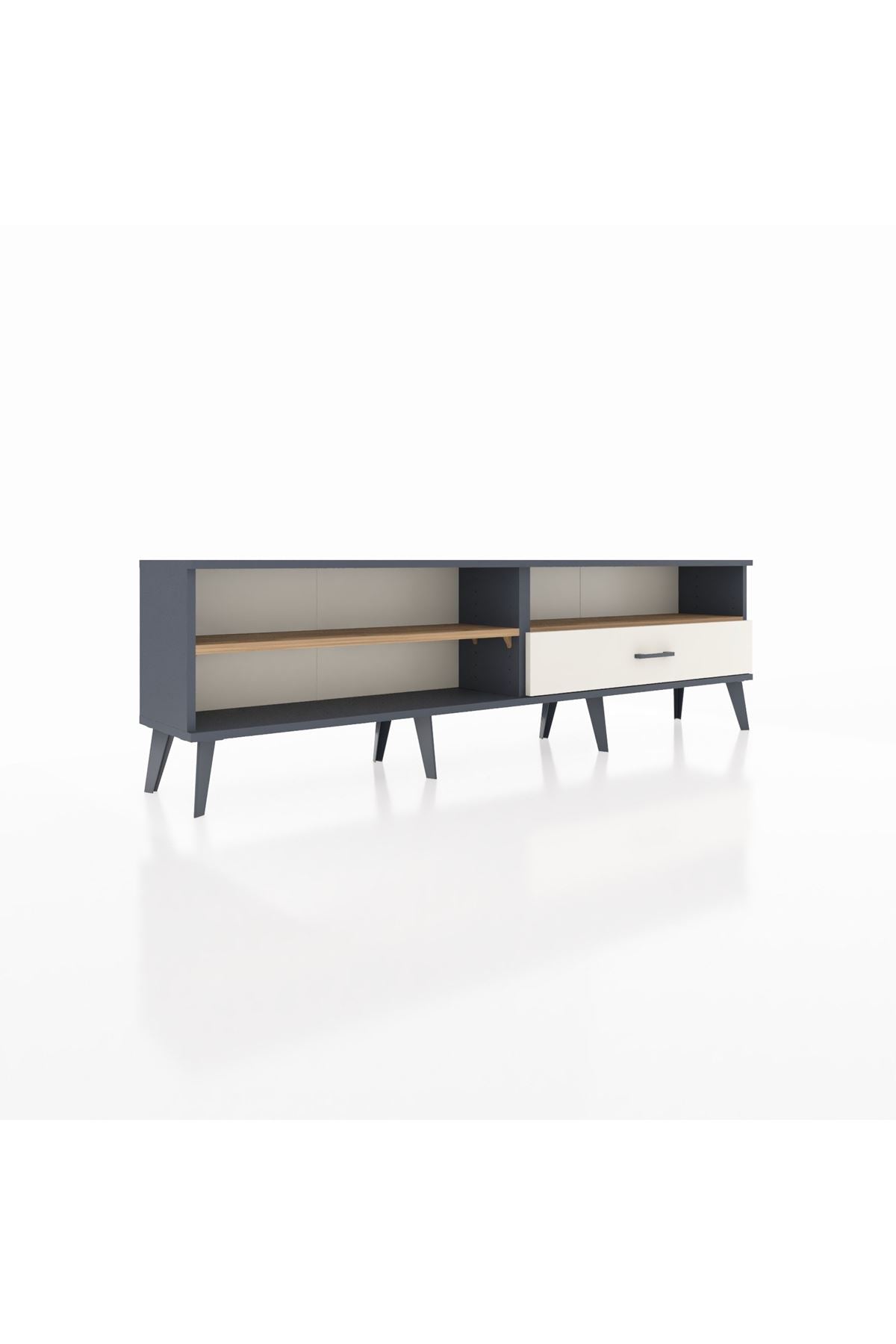 Arges TV Ünitesi 2 Raflı Tek Çekmeceli  176x30x51 Antrasit-Çam/Aytaşı