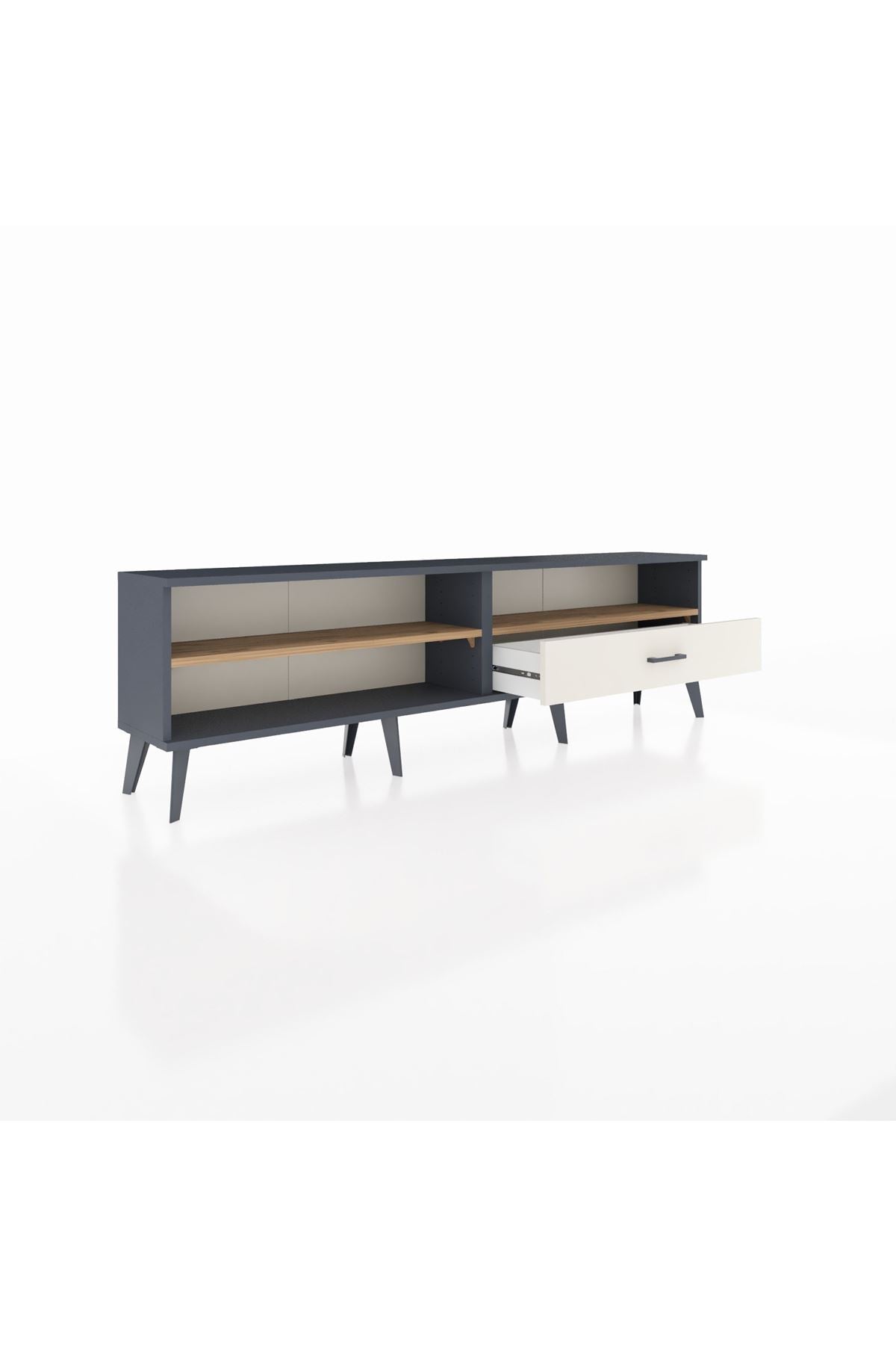 Arges TV Ünitesi 2 Raflı Tek Çekmeceli  176x30x51 Antrasit-Çam/Aytaşı