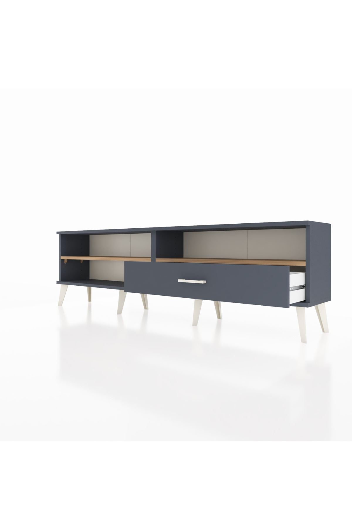 Arges TV Ünitesi 2 Raflı Tek Çekmeceli  176x30x51 Antrasit-Çam/Antrasit