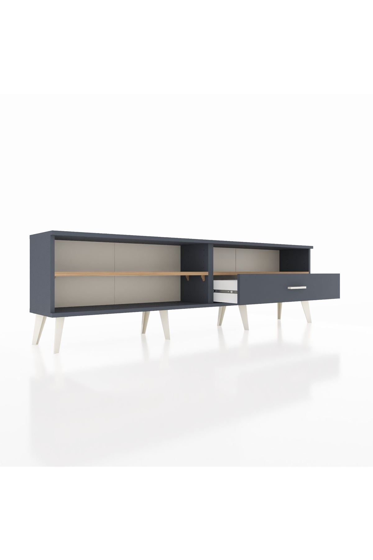 Arges TV Ünitesi 2 Raflı Tek Çekmeceli  176x30x51 Antrasit-Çam/Antrasit