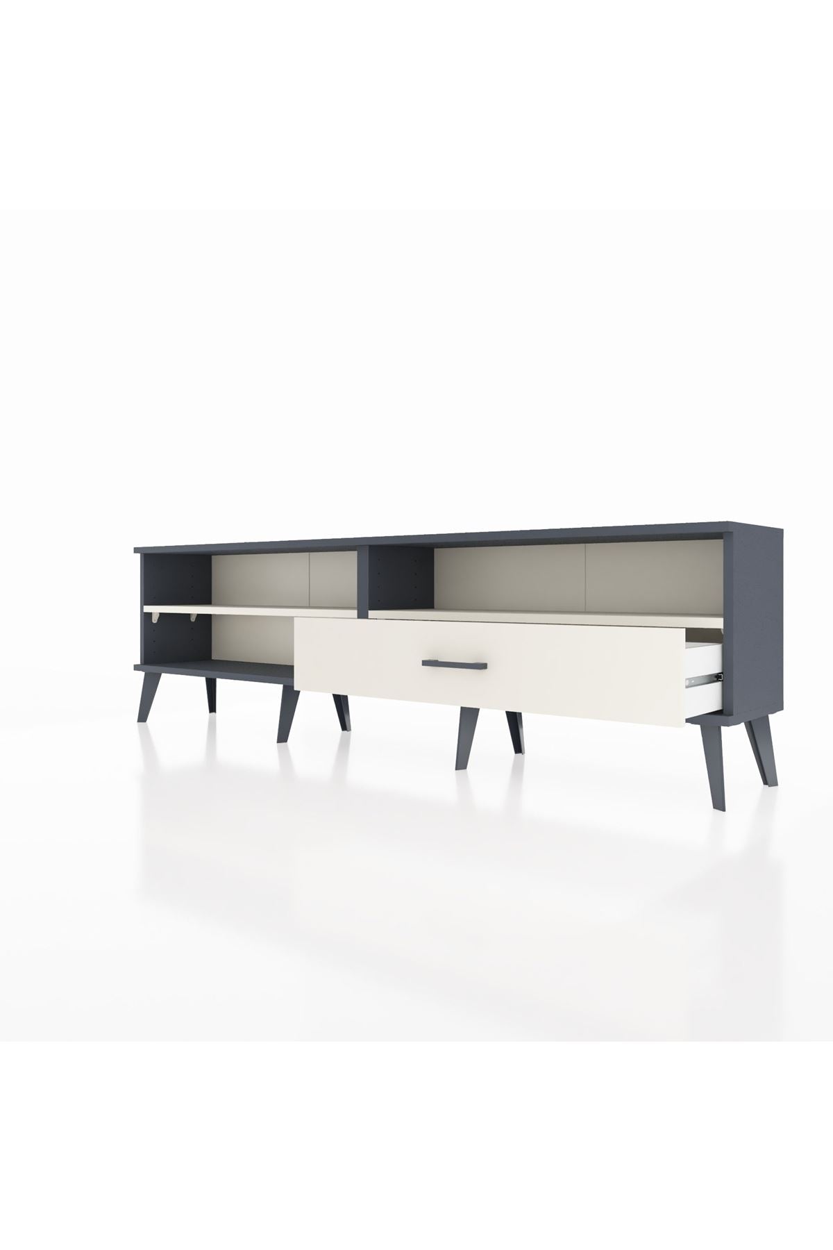 Arges TV Ünitesi 2 Raflı Tek Çekmeceli  176x30x51 Antrasit-Aytaşı/Aytaşı