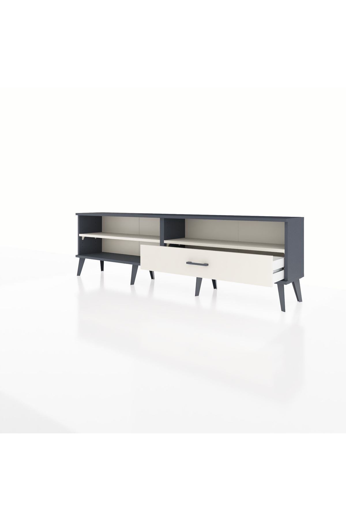 Arges TV Ünitesi 2 Raflı Tek Çekmeceli  176x30x51 Antrasit-Aytaşı/Aytaşı