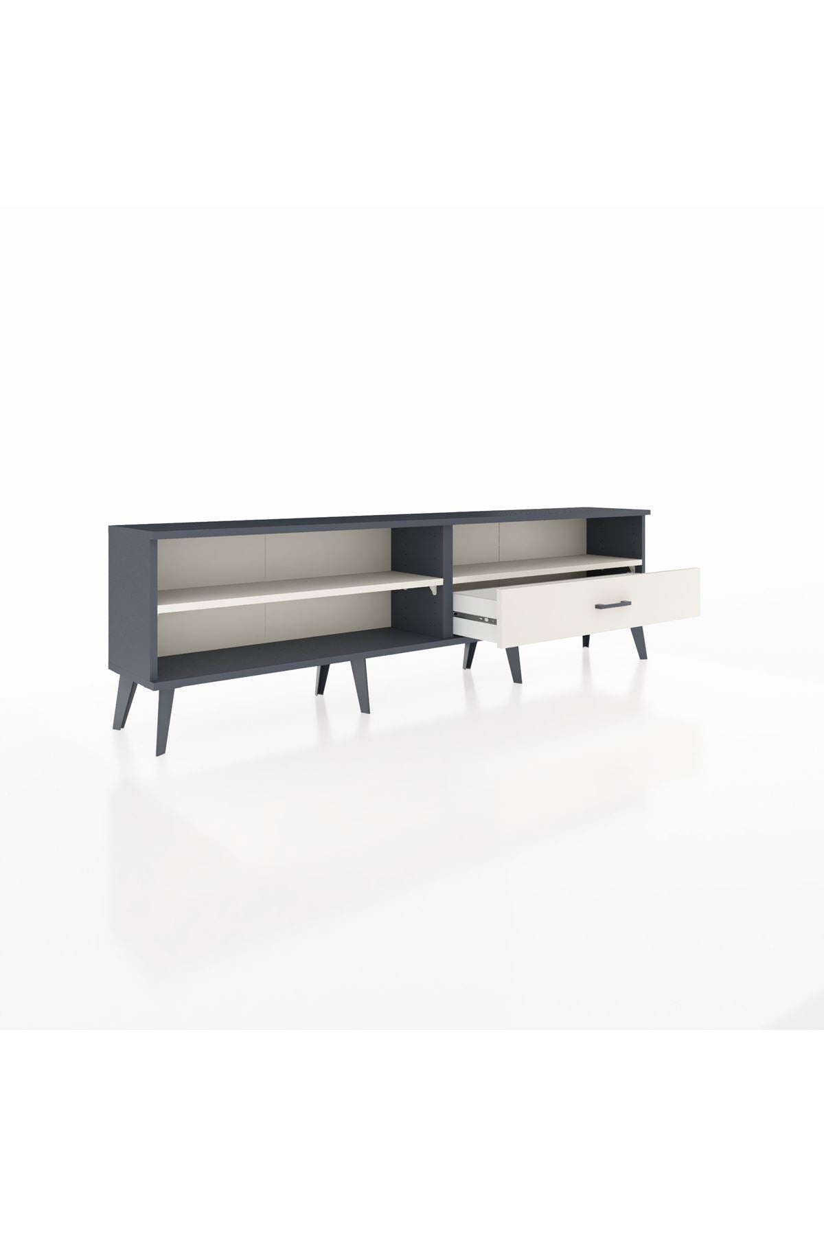 Arges TV Ünitesi 2 Raflı Tek Çekmeceli  176x30x51 Antrasit-Aytaşı/Aytaşı