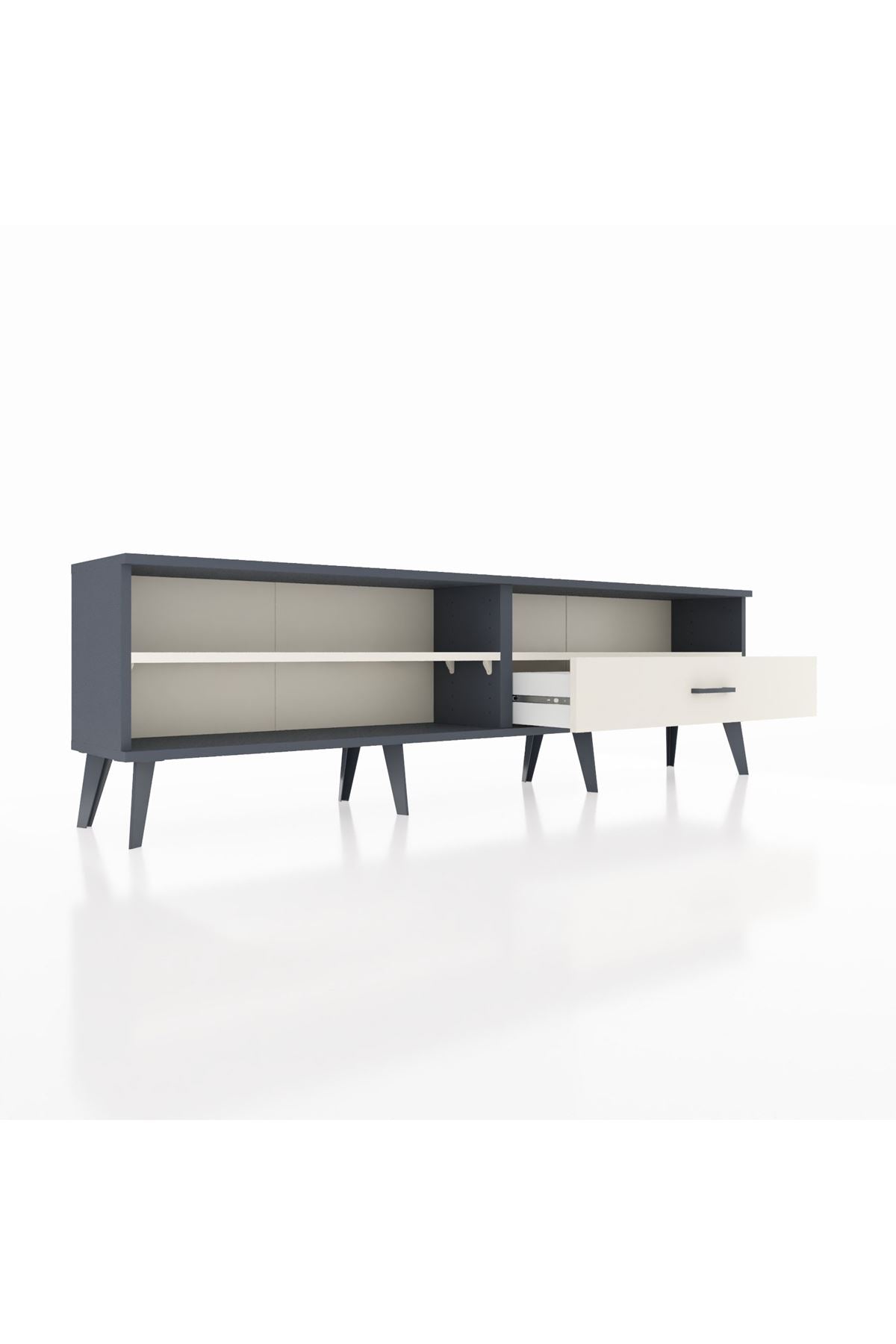 Arges TV Ünitesi 2 Raflı Tek Çekmeceli  176x30x51 Antrasit-Aytaşı/Aytaşı