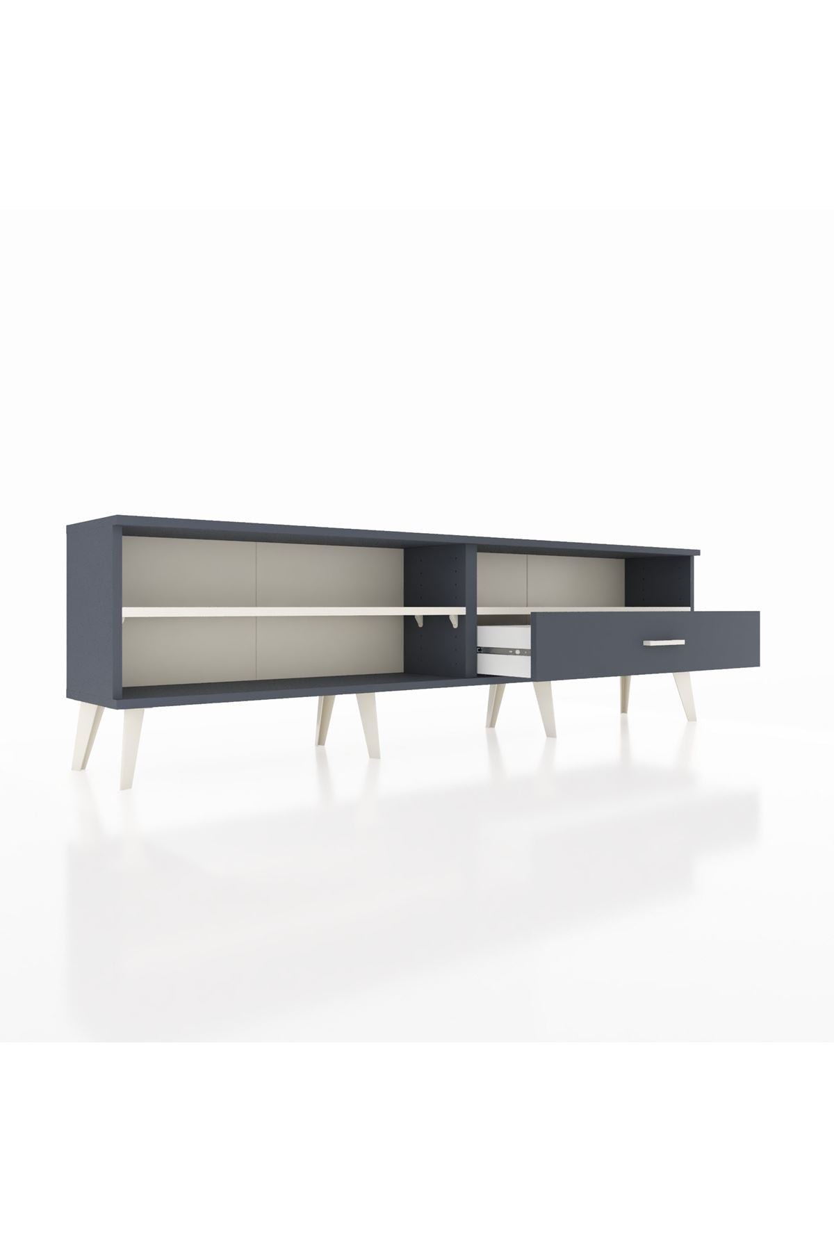 Arges TV Ünitesi 2 Raflı Tek Çekmeceli  176x30x51 Antrasit-Aytaşı/Antrasit