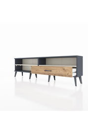 Arges TV Ünitesi 2 Raflı Tek Çekmeceli  176x30x51 Antrasit-Aytaşı/Çam