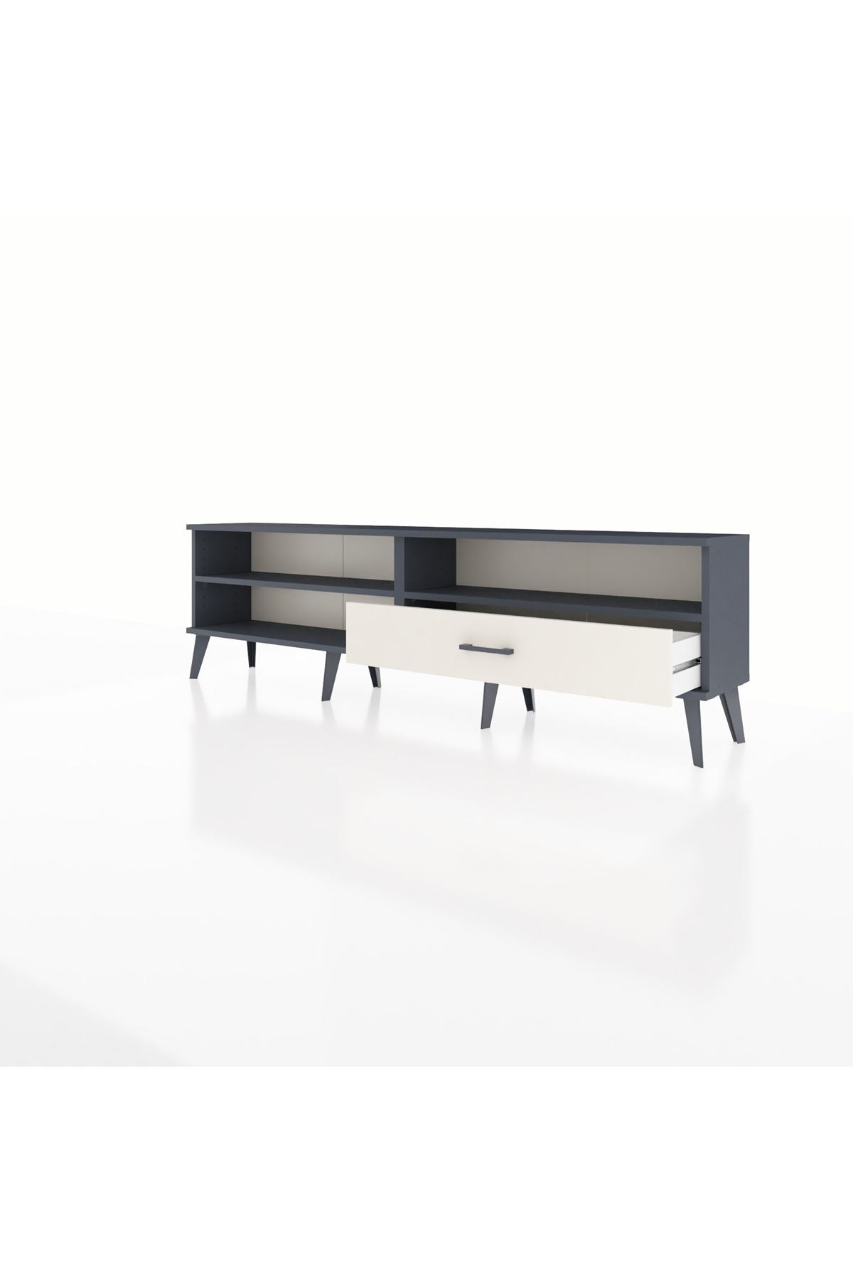 Arges TV Ünitesi 2 Raflı Tek Çekmeceli  176x30x51 Antrasit-Antrasit/Aytaşı