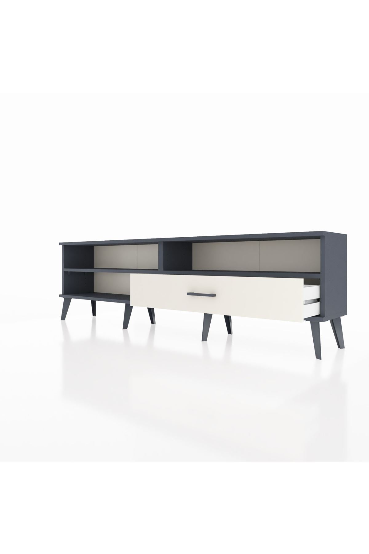 Arges TV Ünitesi 2 Raflı Tek Çekmeceli  176x30x51 Antrasit-Antrasit/Aytaşı