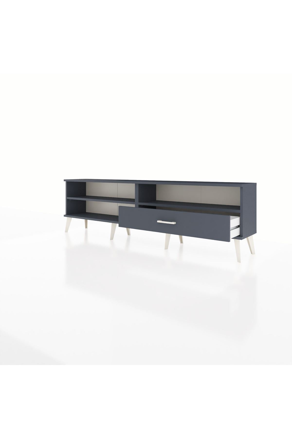 Arges TV Ünitesi 2 Raflı Tek Çekmeceli  176x30x51 Antrasit-Antrasit/Antrasit