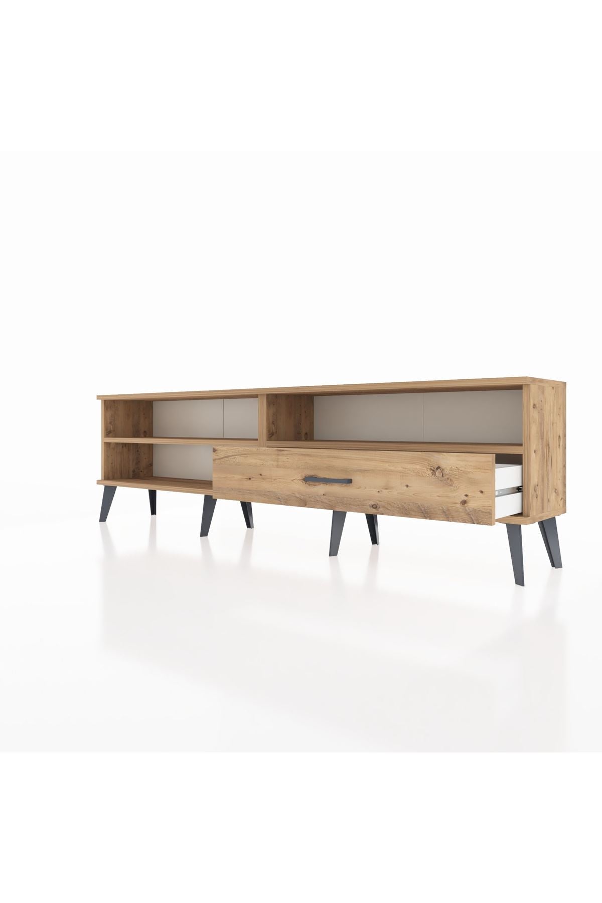 Arges TV Ünitesi 2 Raflı Tek Çekmeceli  176x30x51 Çam-Çam/Çam